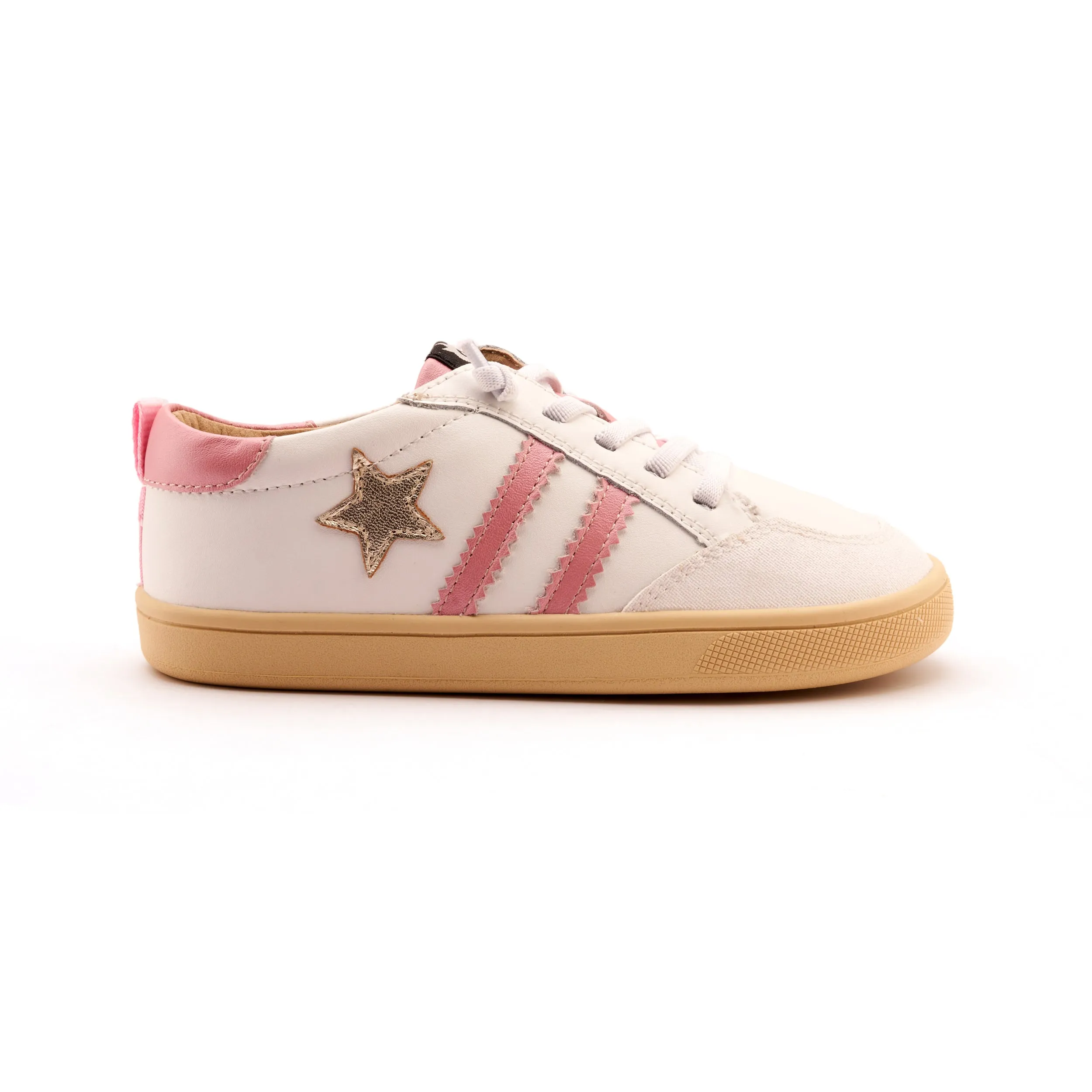 Old Soles Girl's WOS Runner Casual Shoes - Snow / Gold / Pearlised Pink Indoor Use
