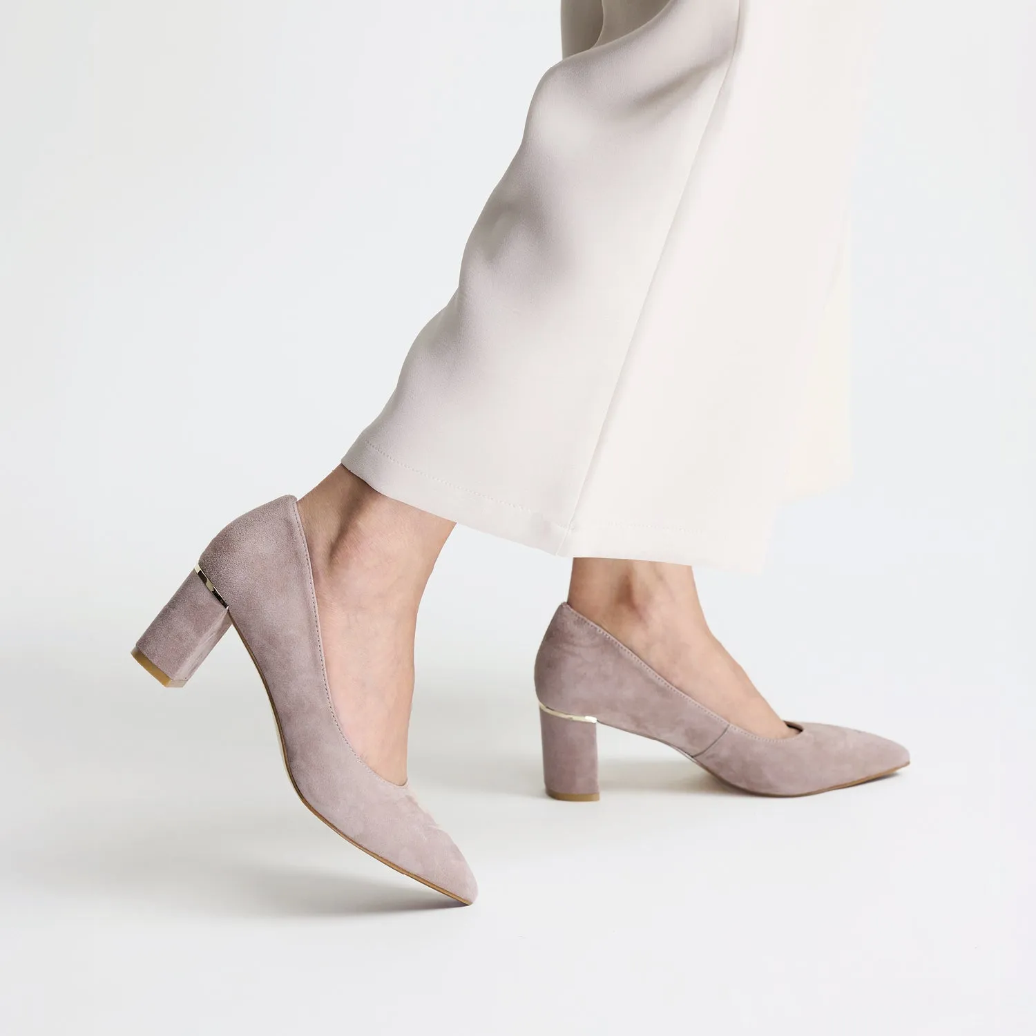 Olive Heel | Taupe Suede Chic Heels