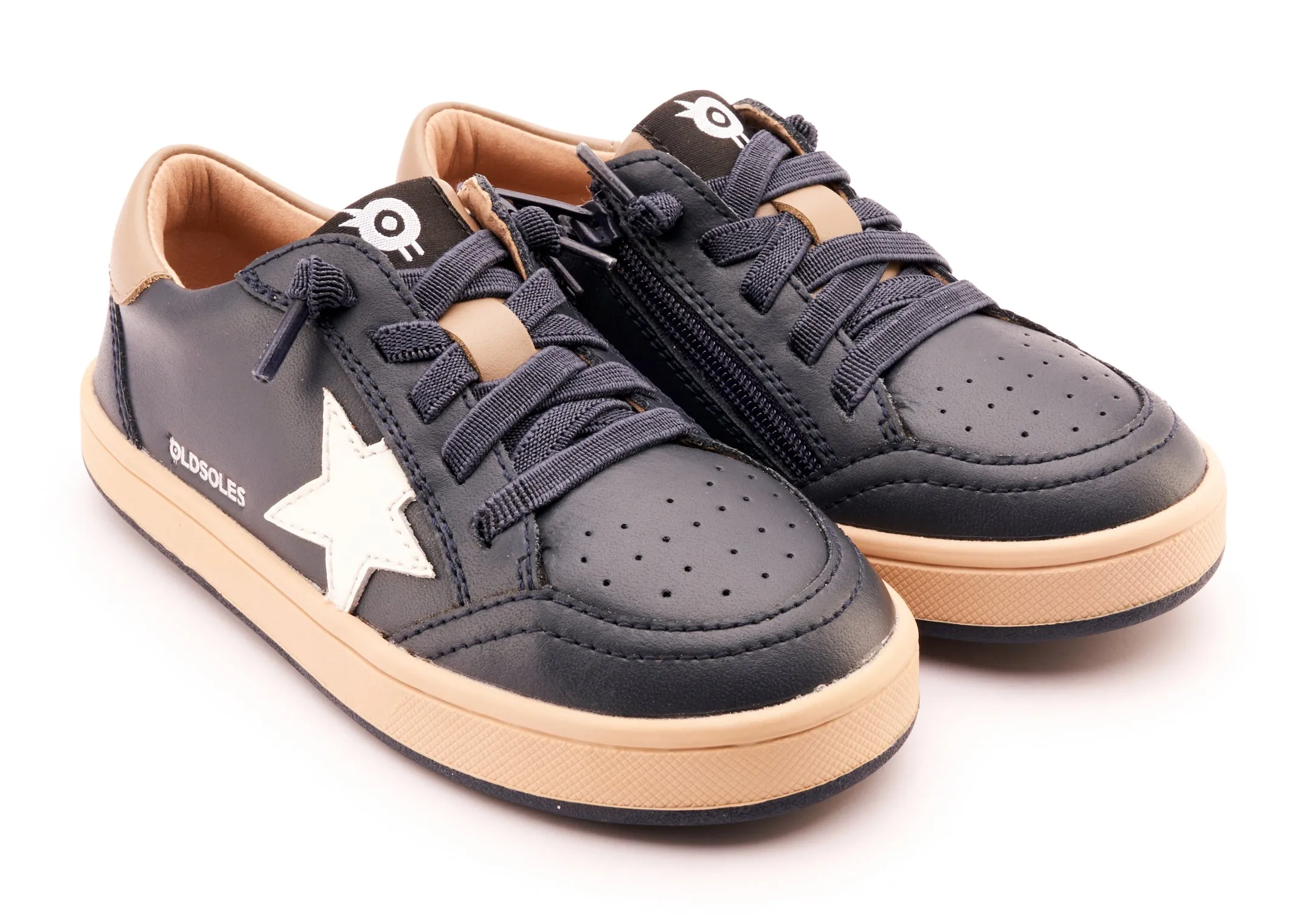 Old Soles Boy's and Girl's 1006 Platinum Runner Casual Shoes - Navy / Snow / Taupe / Natural Navy Sole Low - heeled kids' shoes Weekend wear for kids