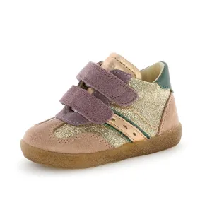 Falcotto Girl's Saleo Vl Casual Shoes with Hoop and Loop Fastener - Platinum/Pink High - top kids' shoes