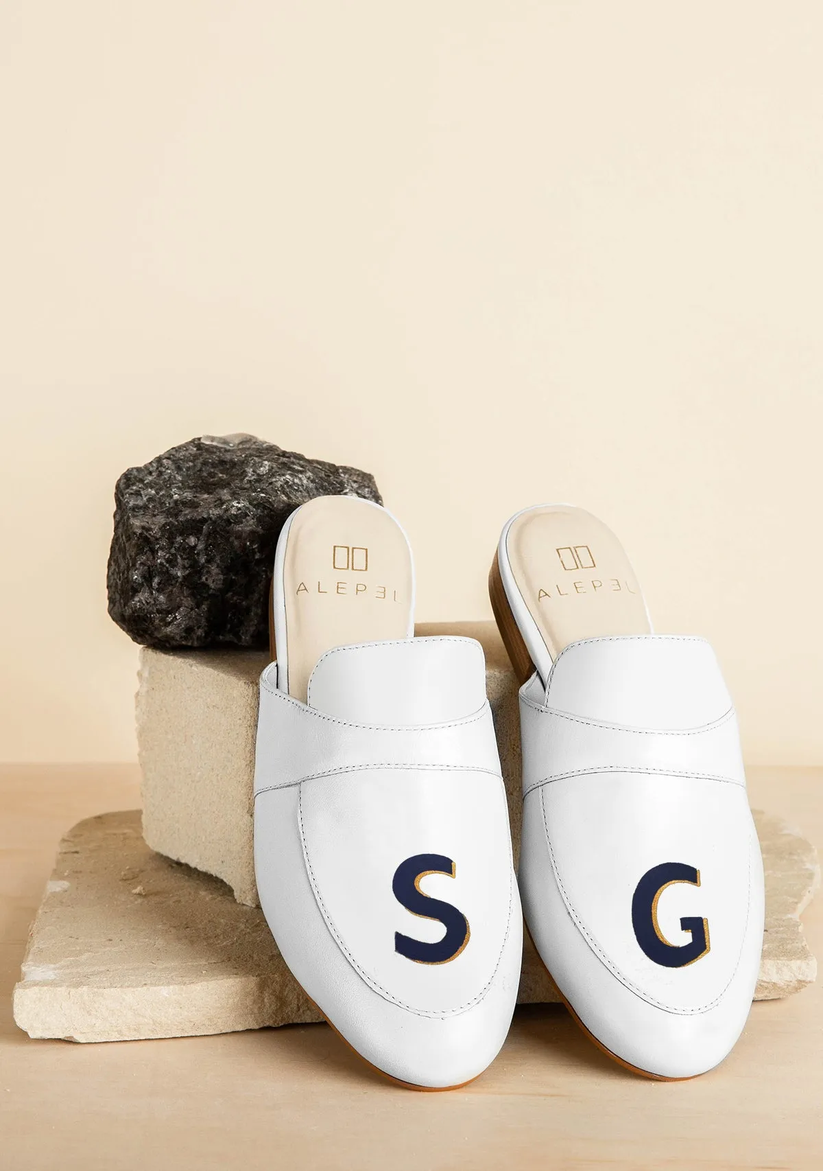 Outdoor Comfort Monogram White Mule