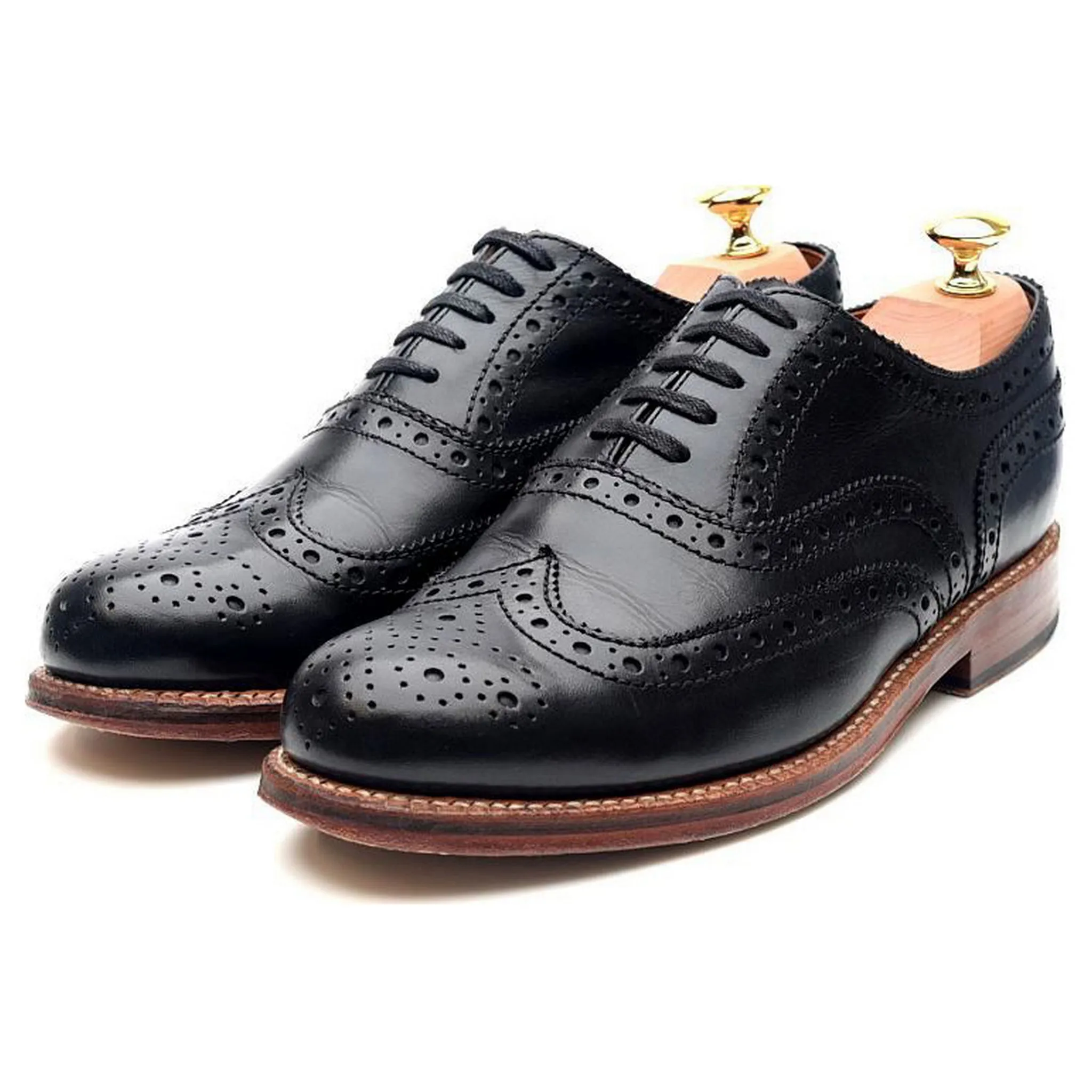 'Angus' Black Leather Brogues UK 6 G Rough Ground