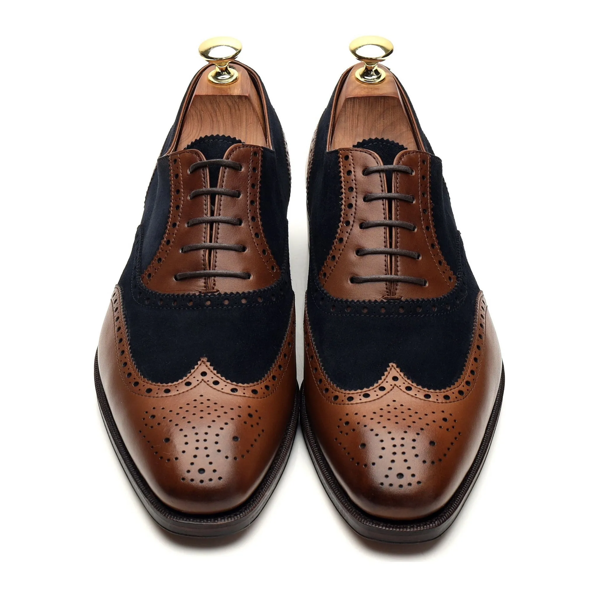Oxford Cloth '922' Brown Leather Navy Blue Suede Oxford Brogues UK 7 - 10