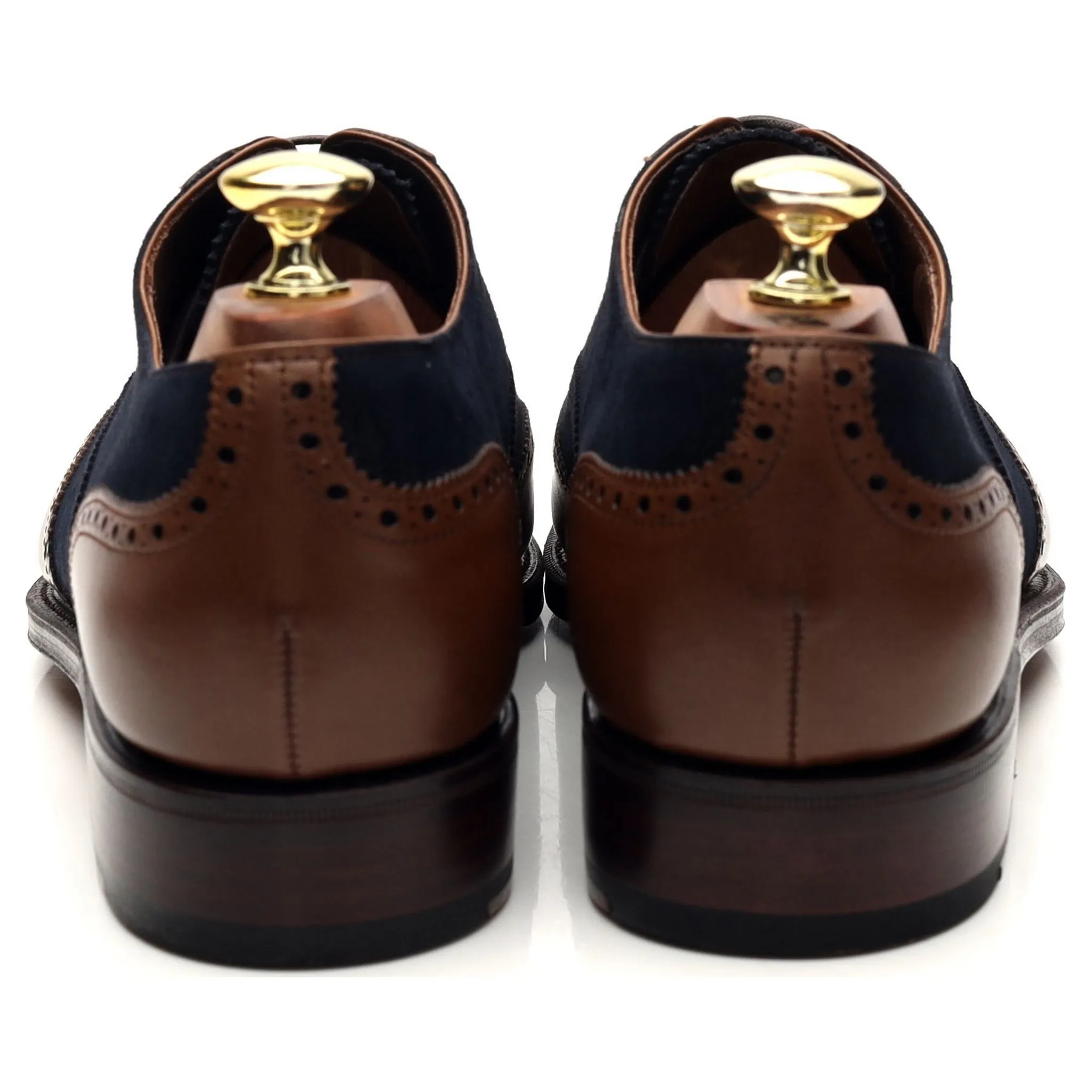 Oxford Cloth '922' Brown Leather Navy Blue Suede Oxford Brogues UK 7 - 10