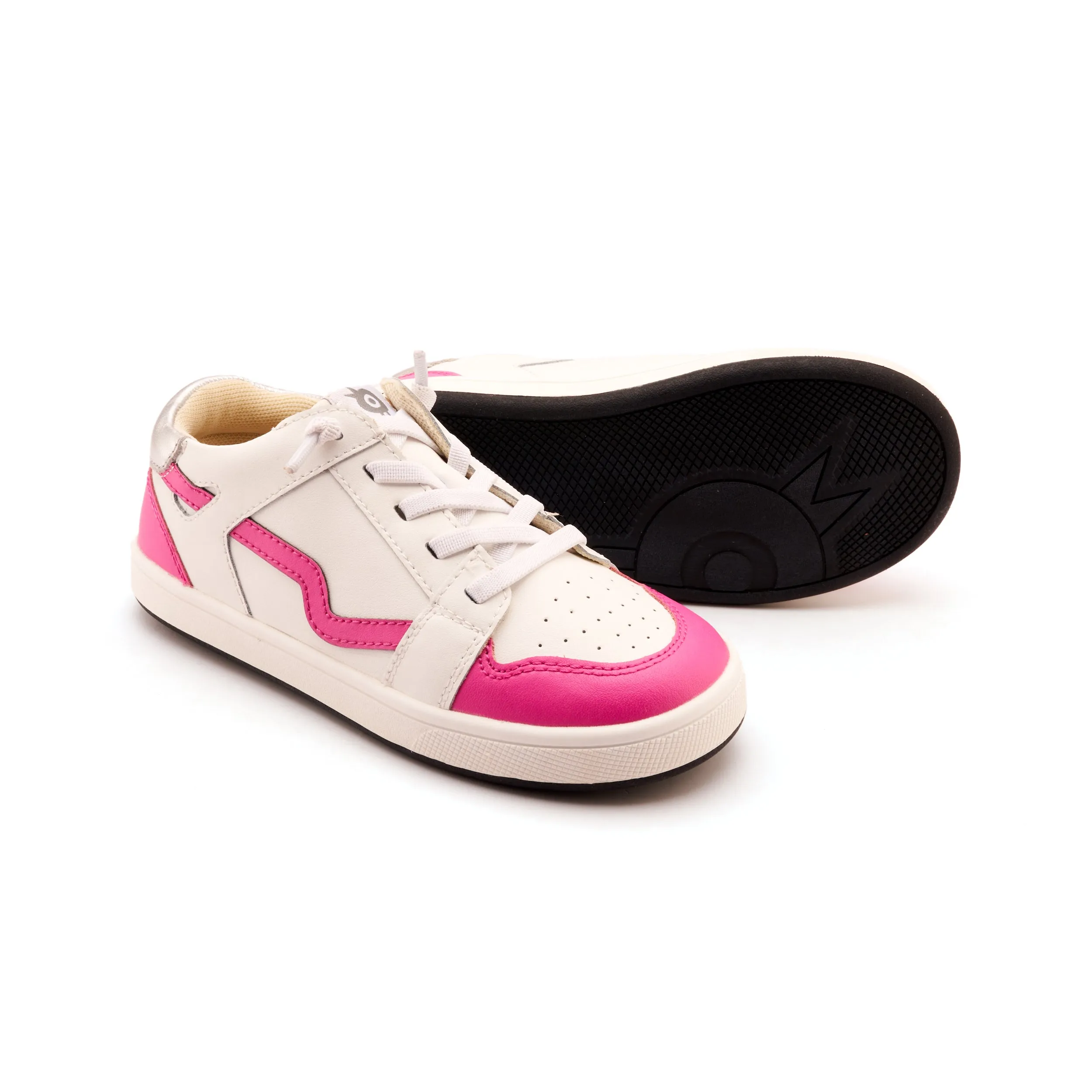 Padded collar Old Soles Girl's Field Runner Casual Shoes - Snow / Rosy / Silver