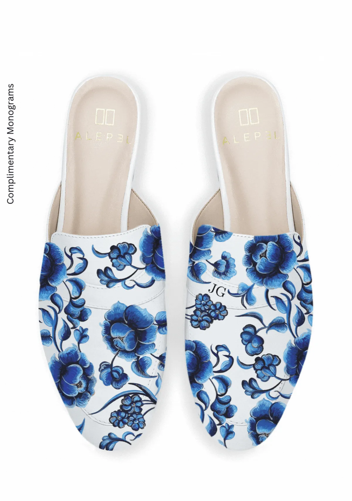 Parisian Flowers White Mule Soft Adjustable Cushion Strap
