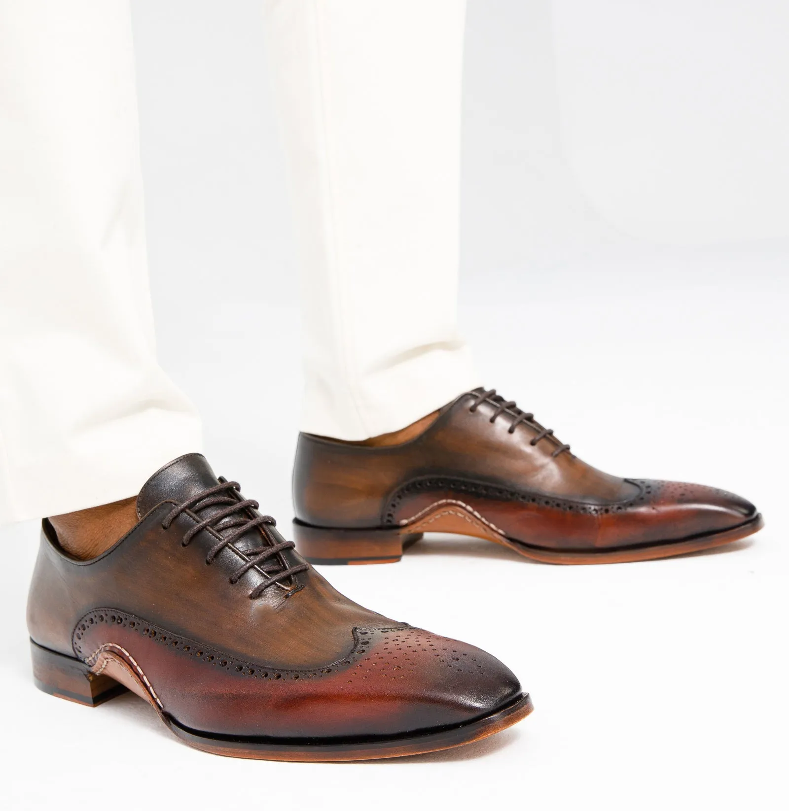 Pastel-Core The Royal Hand Craft Burgundy Wingtip Oxford Men Shoe