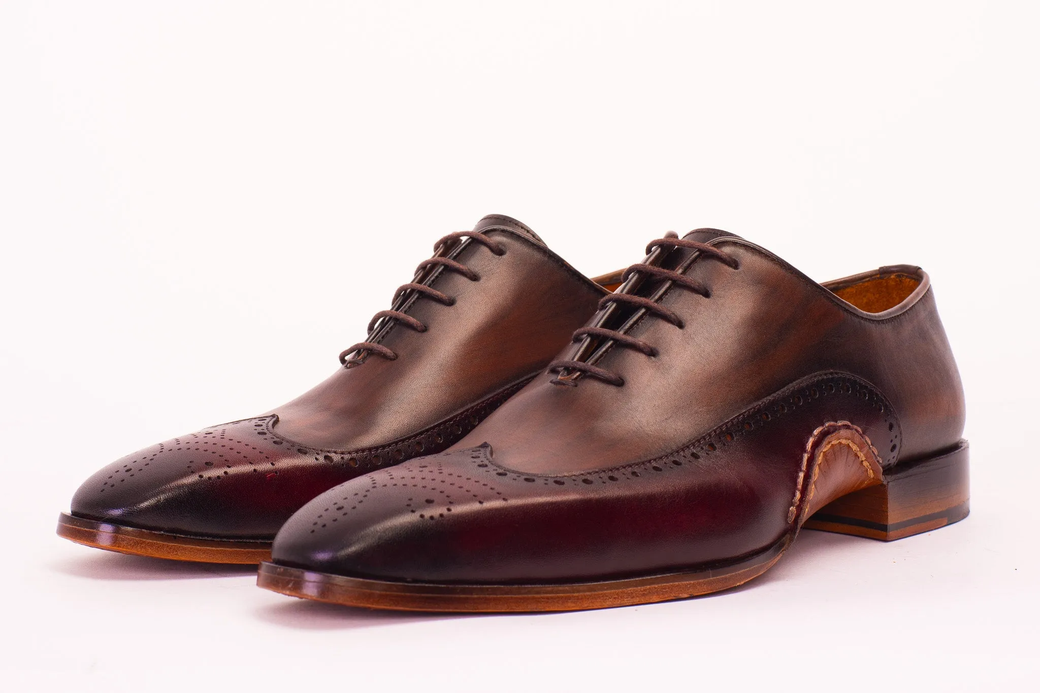 Pastel-Core The Royal Hand Craft Burgundy Wingtip Oxford Men Shoe