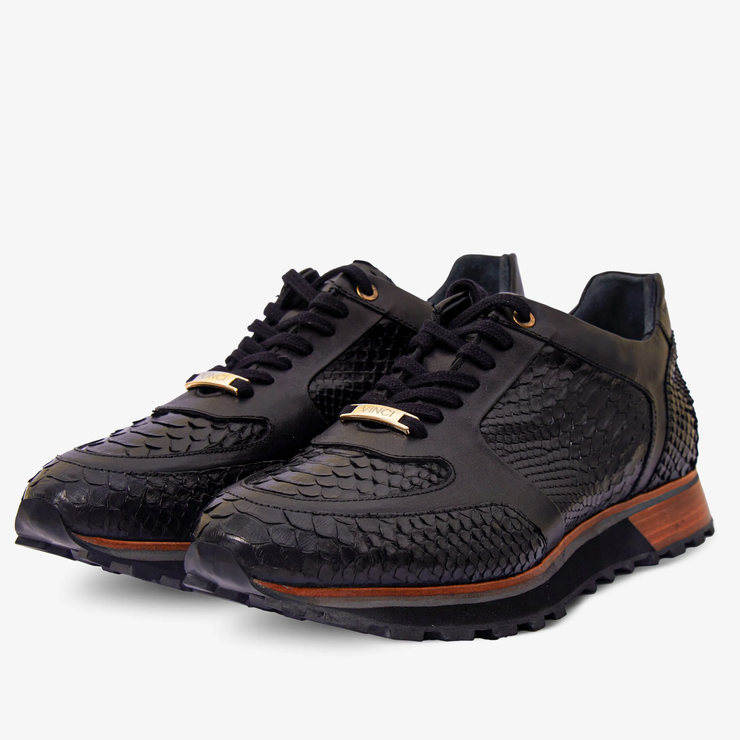 Patchwork The Boss Pyth Snk Skin Black Men Sneaker