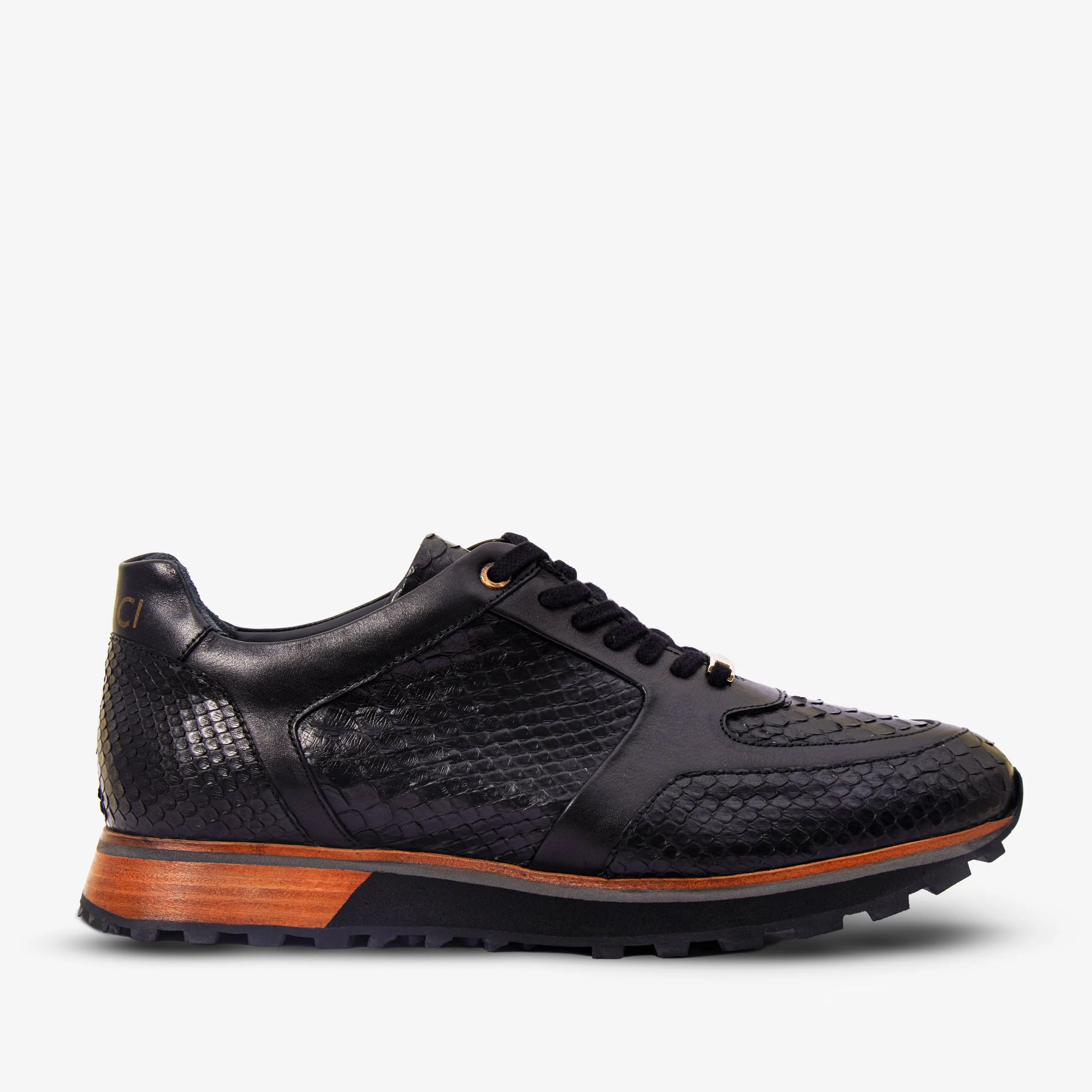 The Boss Pyth Snk Skin Black Men Sneaker Teen Edge Lace Up Style