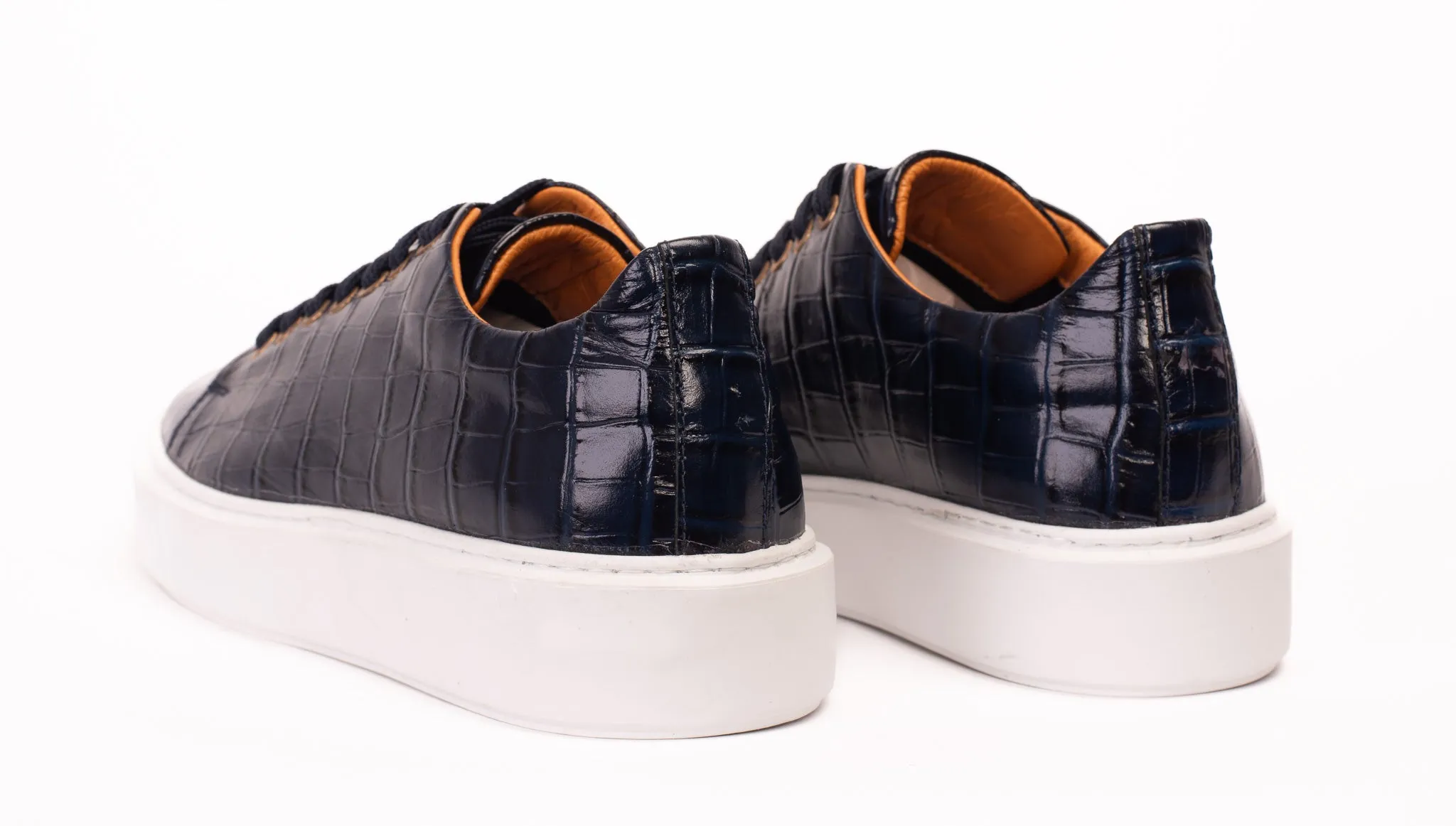 Pattern-Print The Dublin Blue Leather Men Sneaker