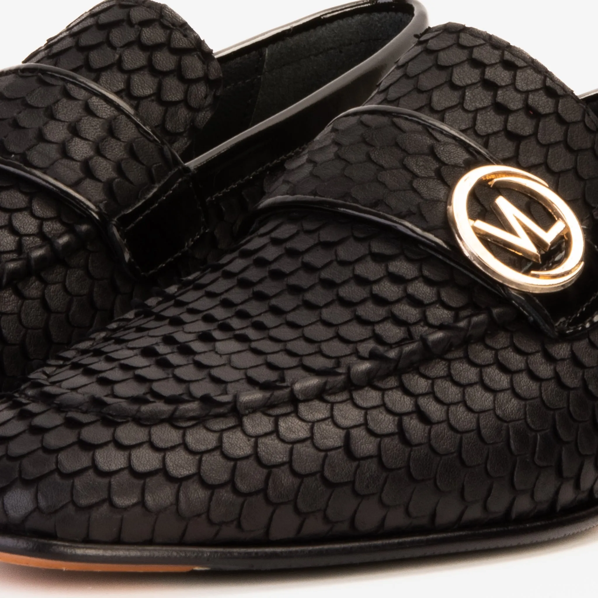 Pattern-Print The Monarch Black Leather Men Dress Shoe
