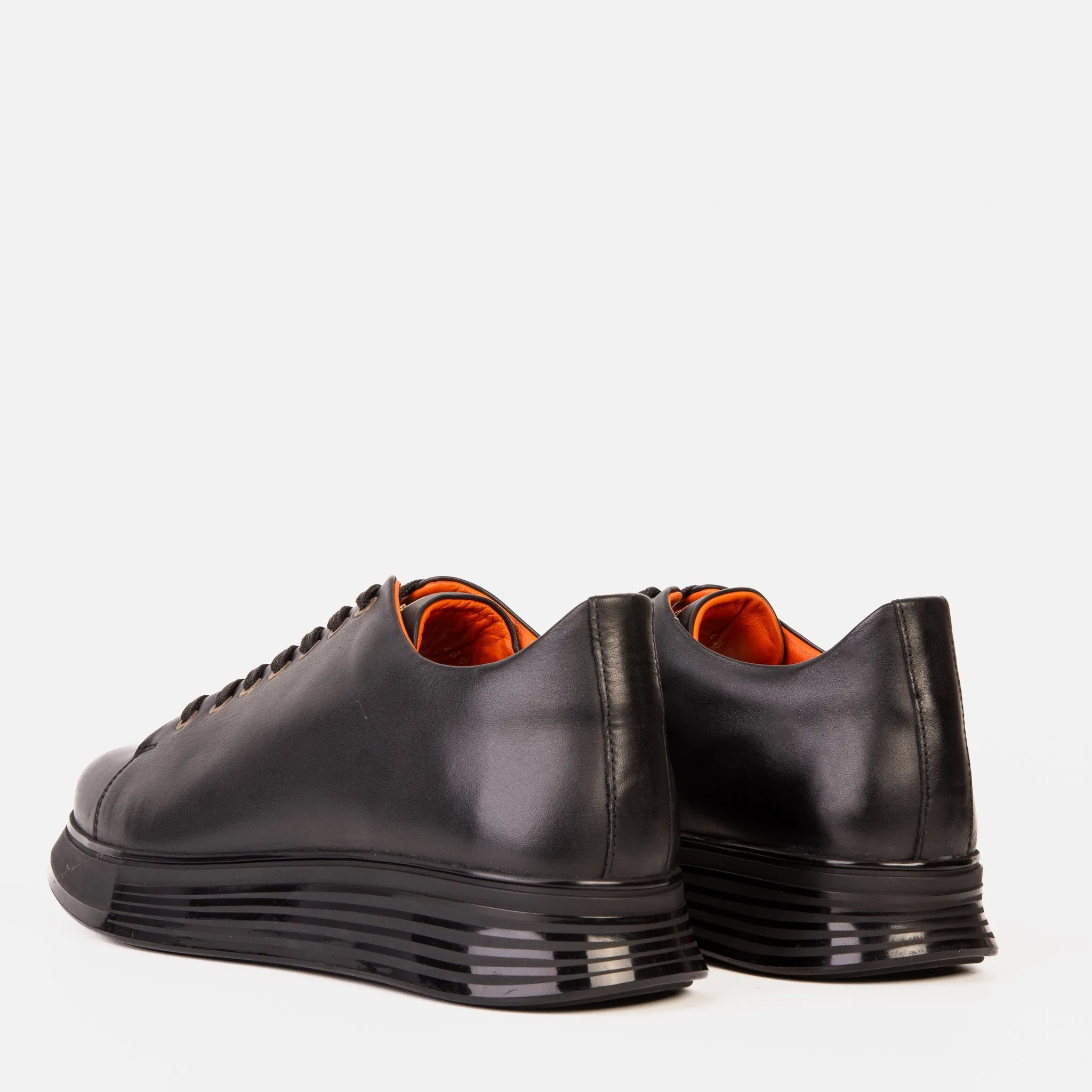 Pattern-Print The Peklin Black Leather Men Sneaker
