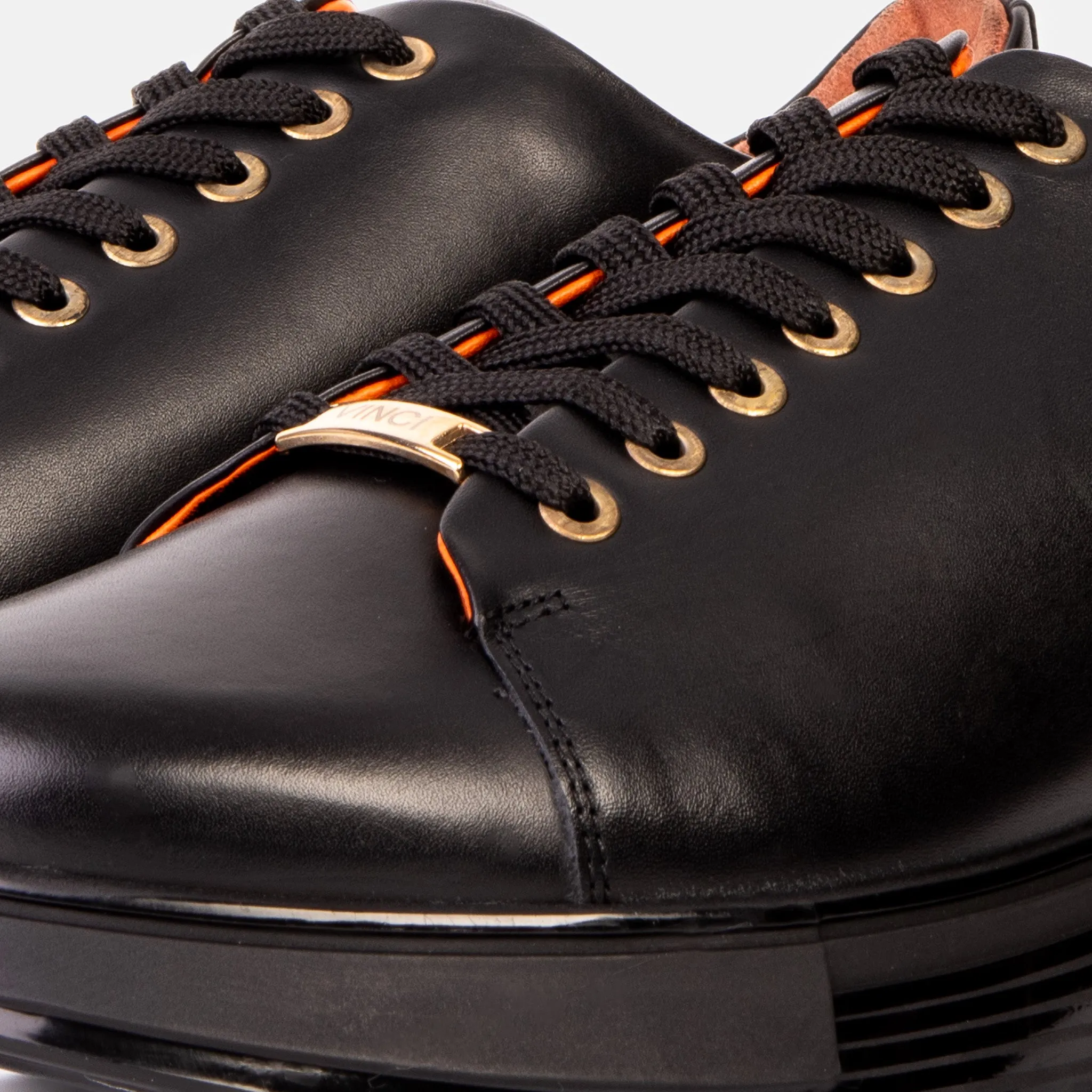 Pattern-Print The Peklin Black Leather Men Sneaker