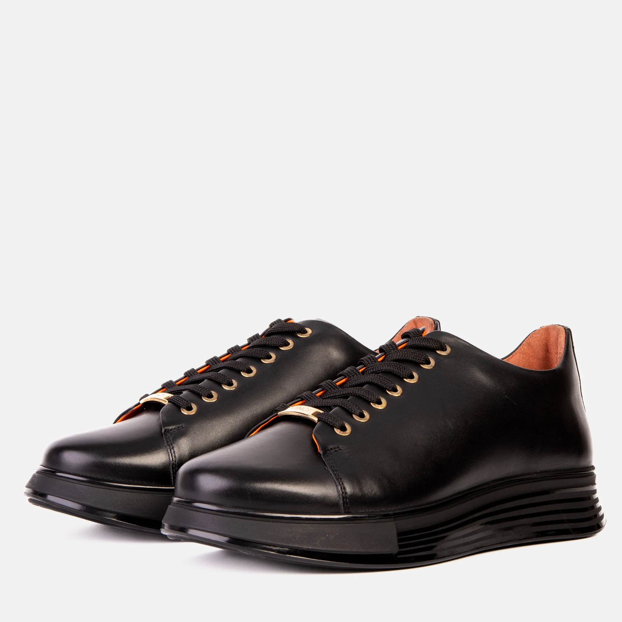 Pattern-Print The Peklin Black Leather Men Sneaker