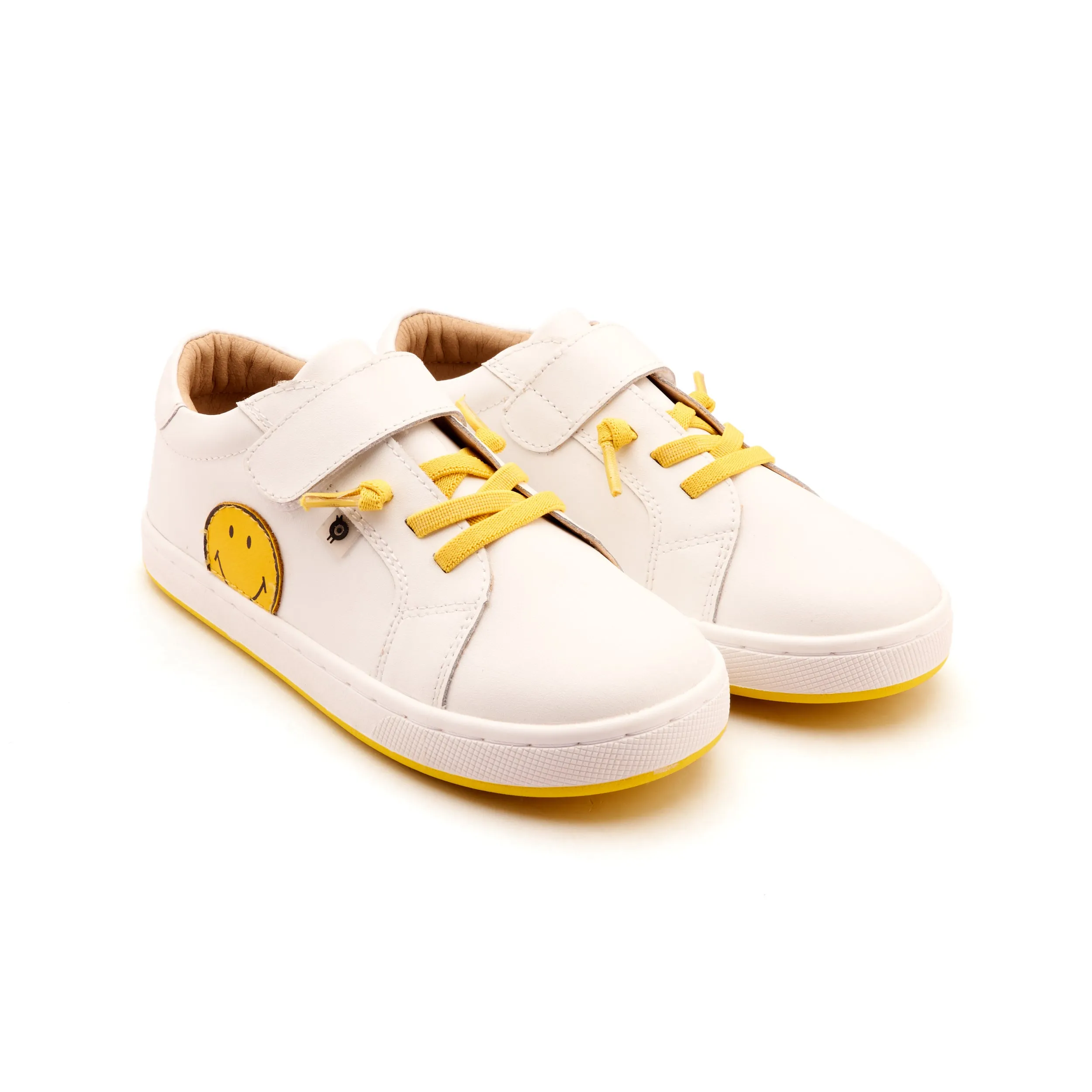Patterned Kids Old Soles Boy's and Girl's Smiles Casual Shoes - Snow / Fluro Yellow