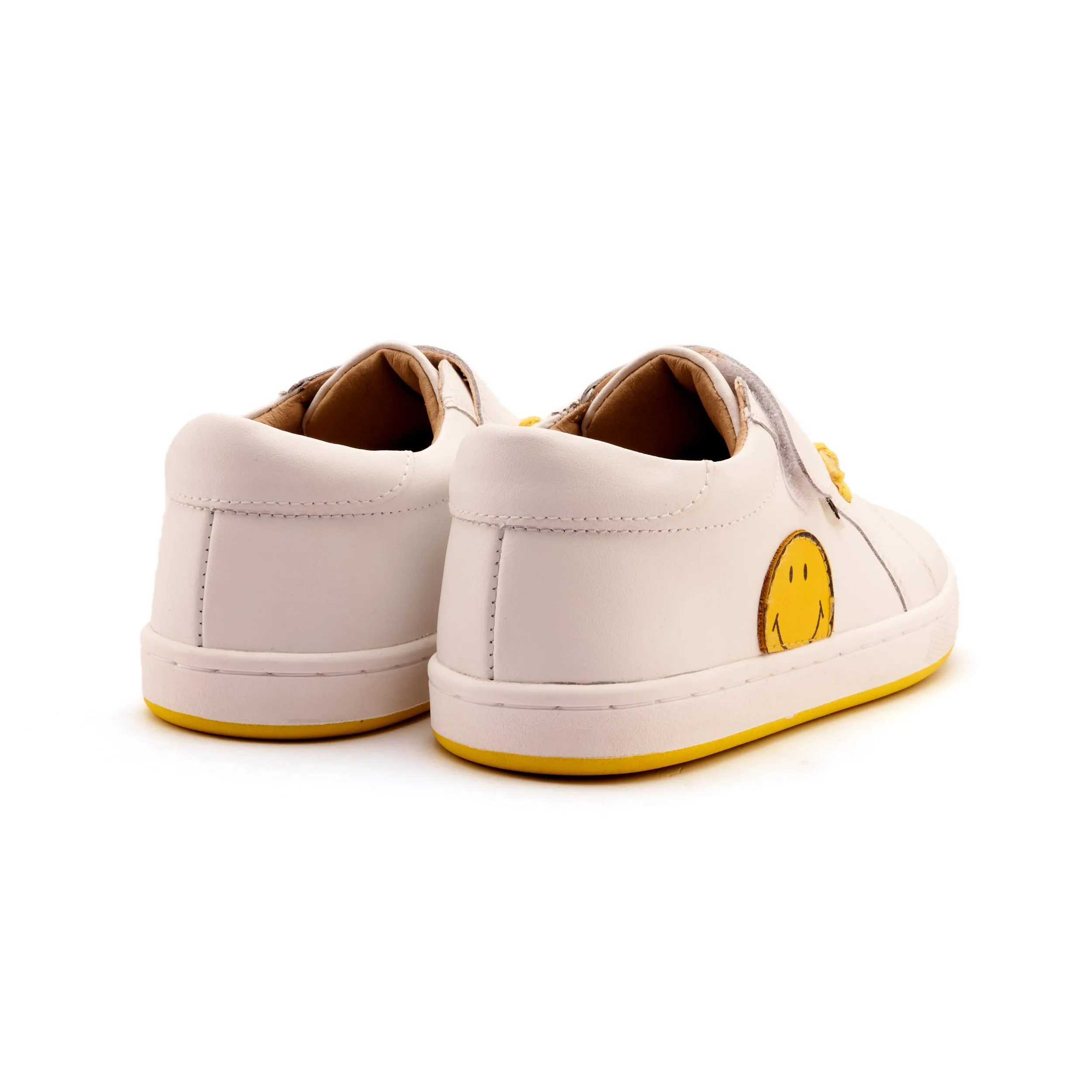 Patterned Kids Old Soles Boy's and Girl's Smiles Casual Shoes - Snow / Fluro Yellow