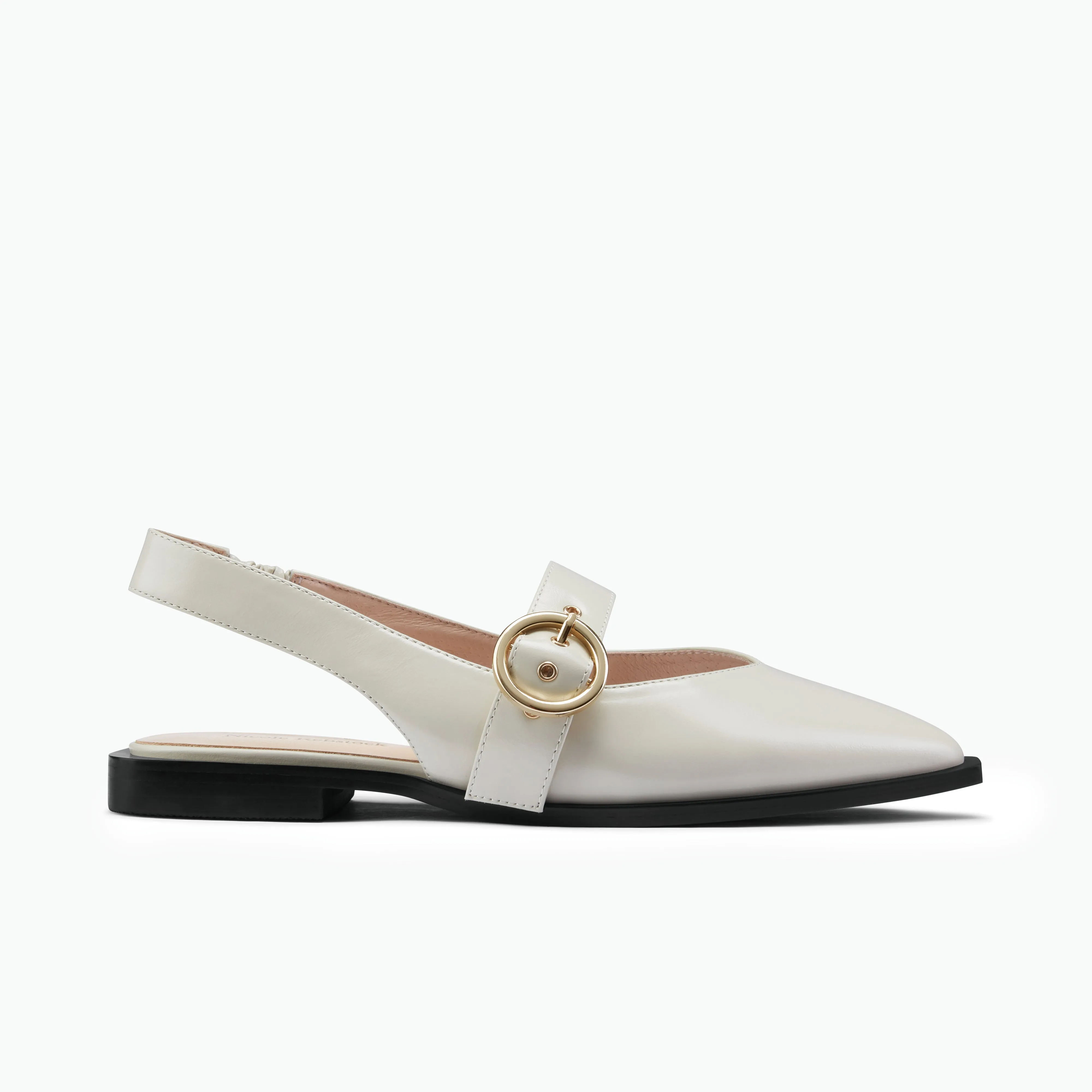 Chic Heeled Booties Sexy High Heels Valencia Flat Slingback | Ivory oiled leather