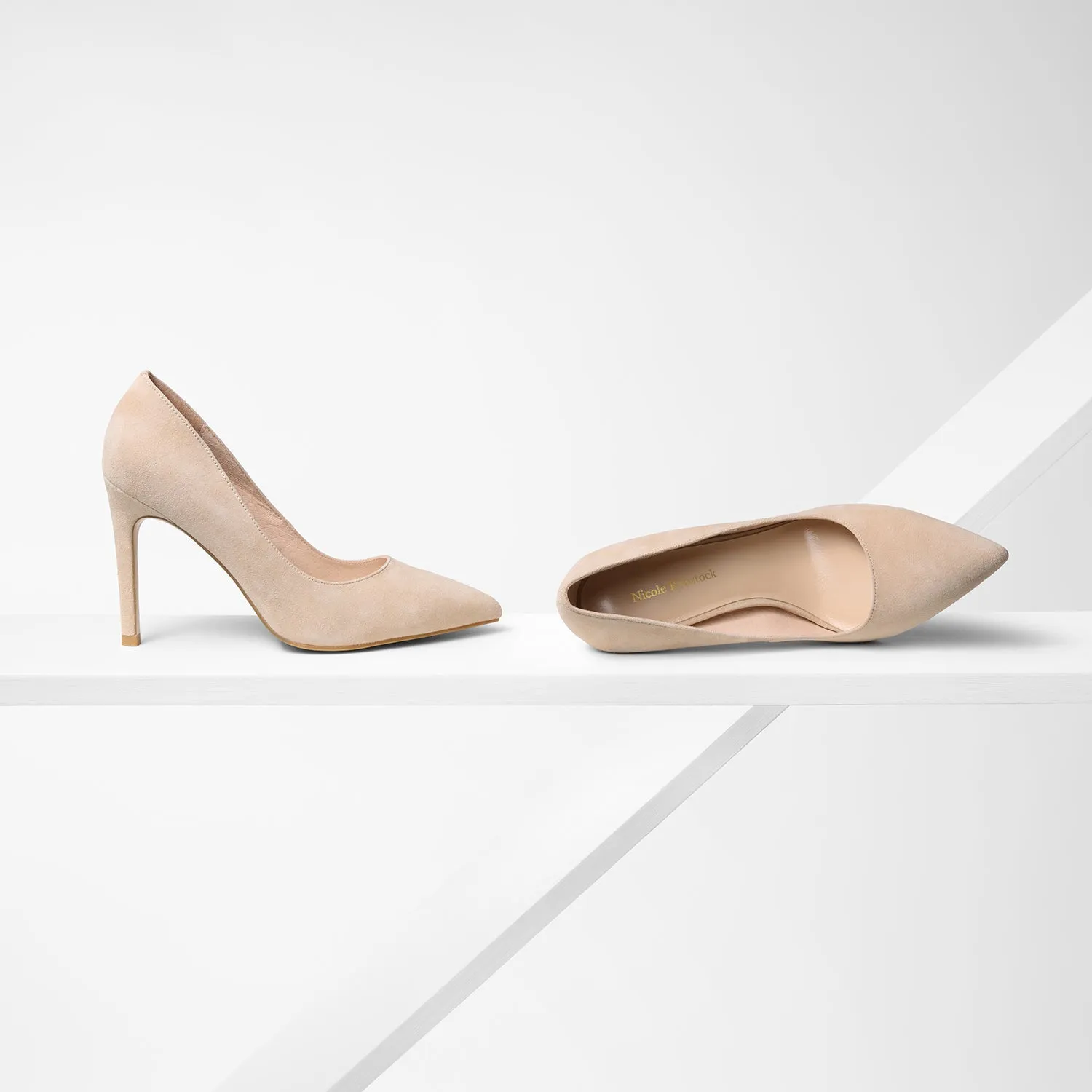 Pink Heels Nemesis 95mm Heel | Nude Suede