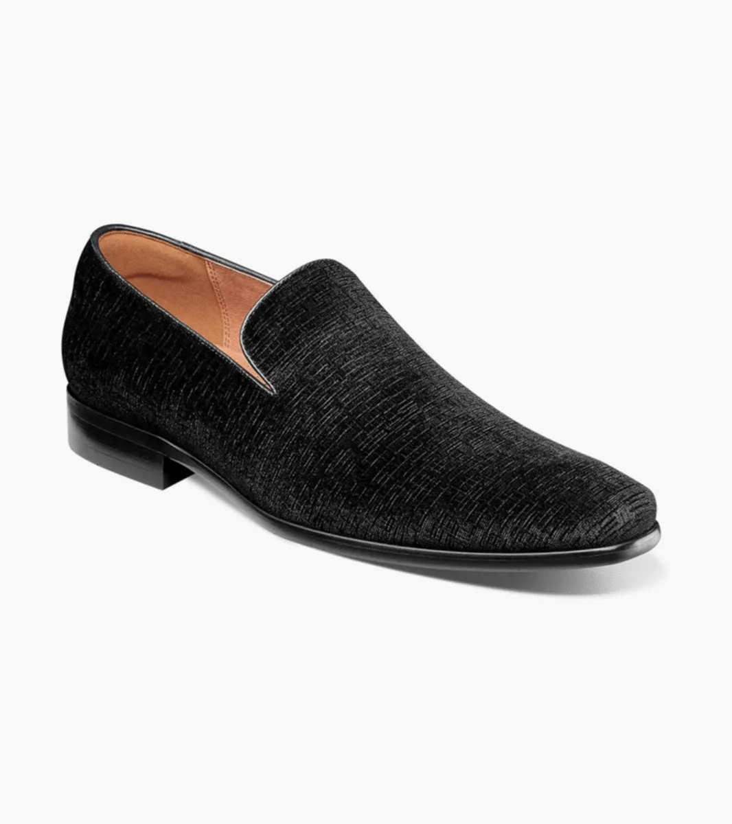 Postino Plain Toe Velvet Slip On-Black | Florsheim Comfortable Shoes