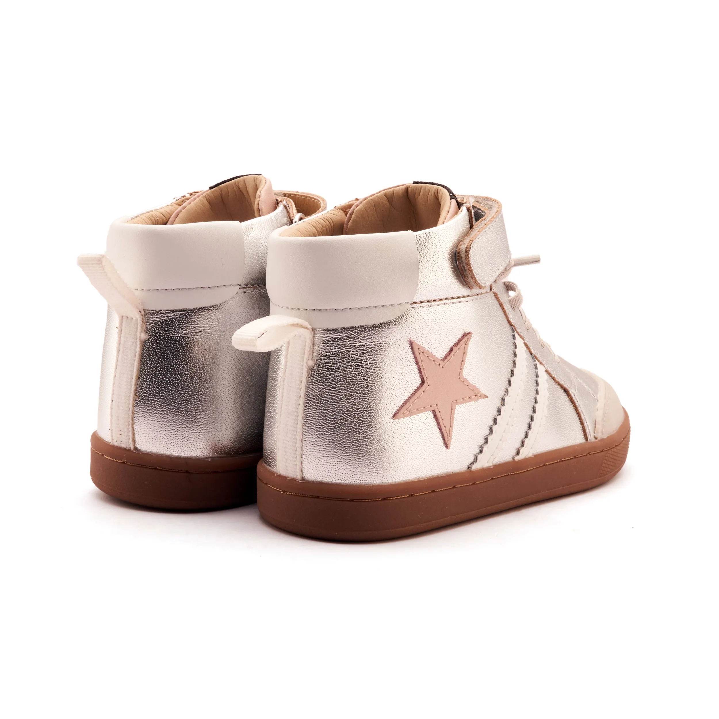 Pre Teen Shoes Old Soles Girl's WOS High Top Casual Shoes - Silver / Dalia / Snow