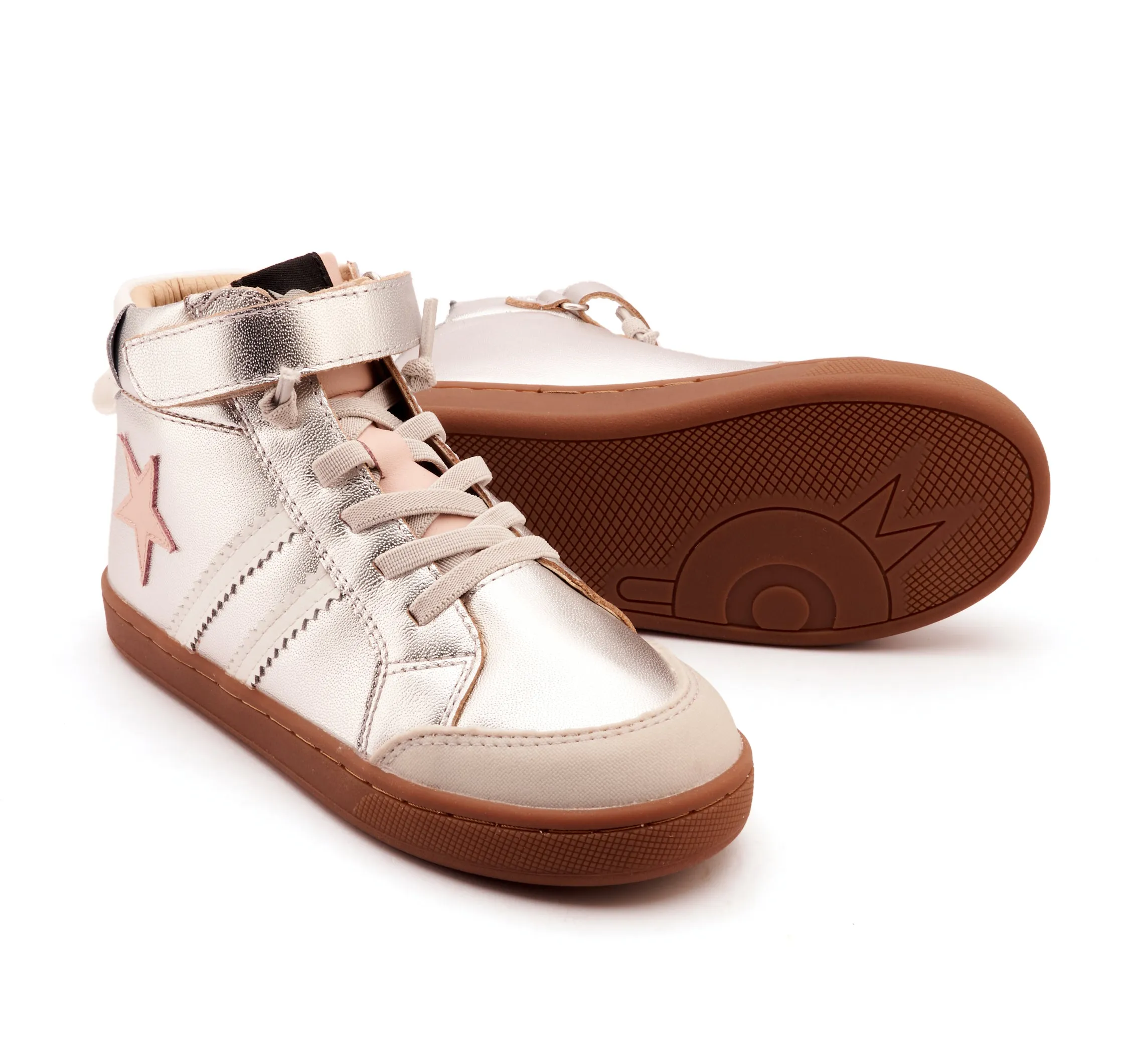 Pre Teen Shoes Old Soles Girl's WOS High Top Casual Shoes - Silver / Dalia / Snow