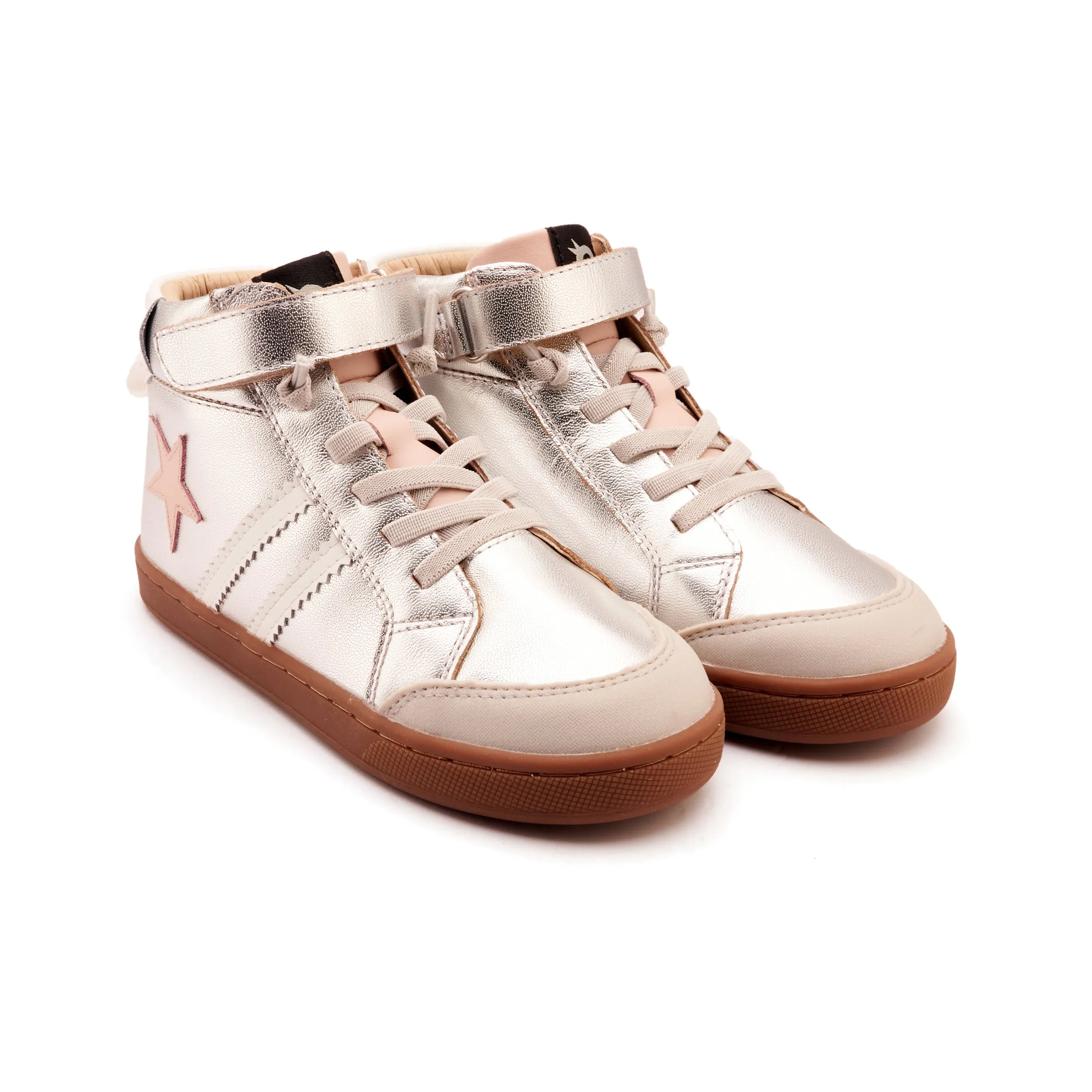 Pre Teen Shoes Old Soles Girl's WOS High Top Casual Shoes - Silver / Dalia / Snow