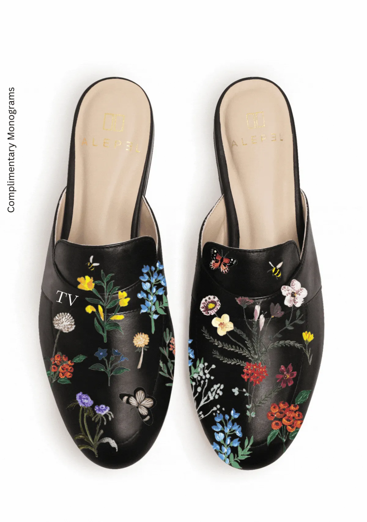 Pressed Flowers Black Mule Everyday Casual