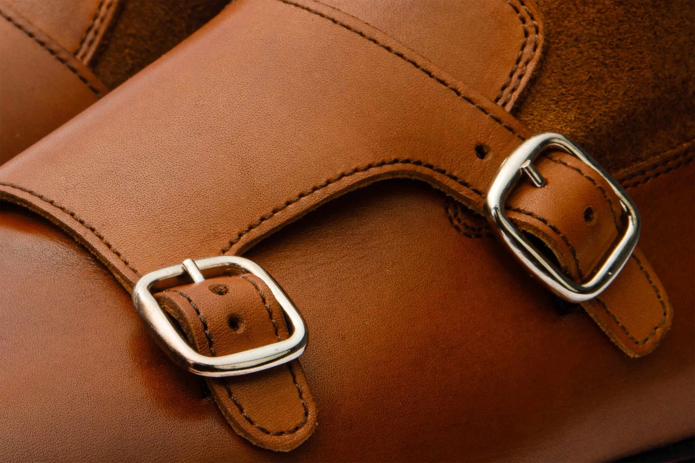 Preston Tan Leather & Suede Double Monk Strap Ankle Men Boot Zero-drop