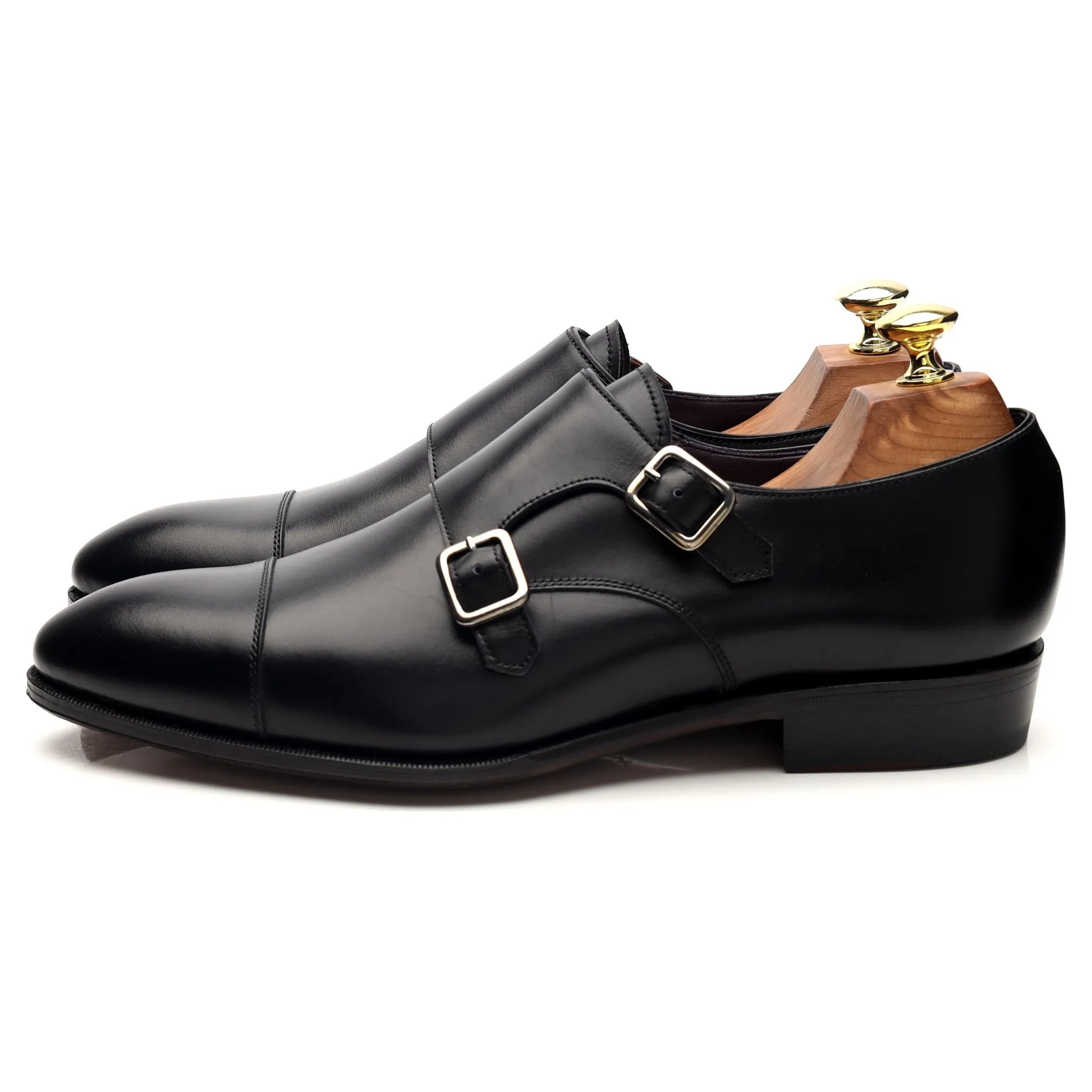 Prime Style '80250' Black Leather Double Monk Strap UK 7 - 11