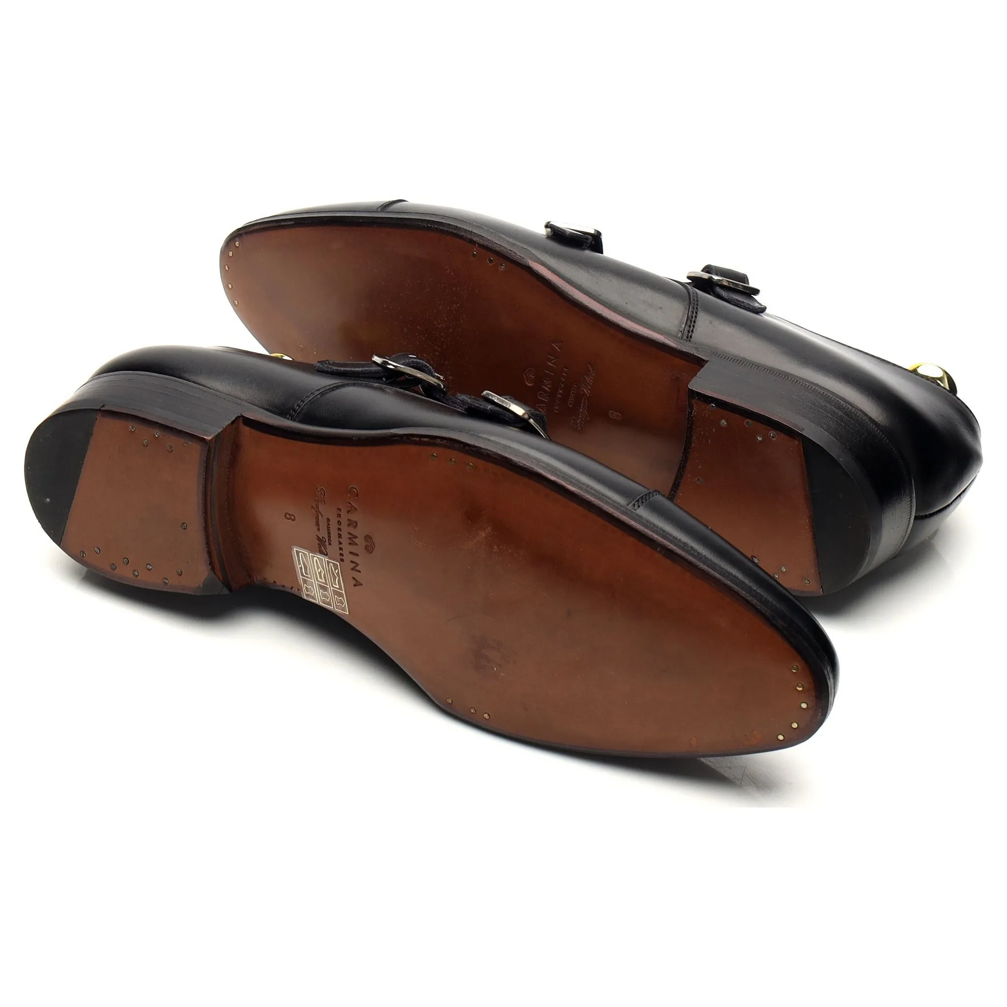 Prime Style '80250' Black Leather Double Monk Strap UK 7 - 11