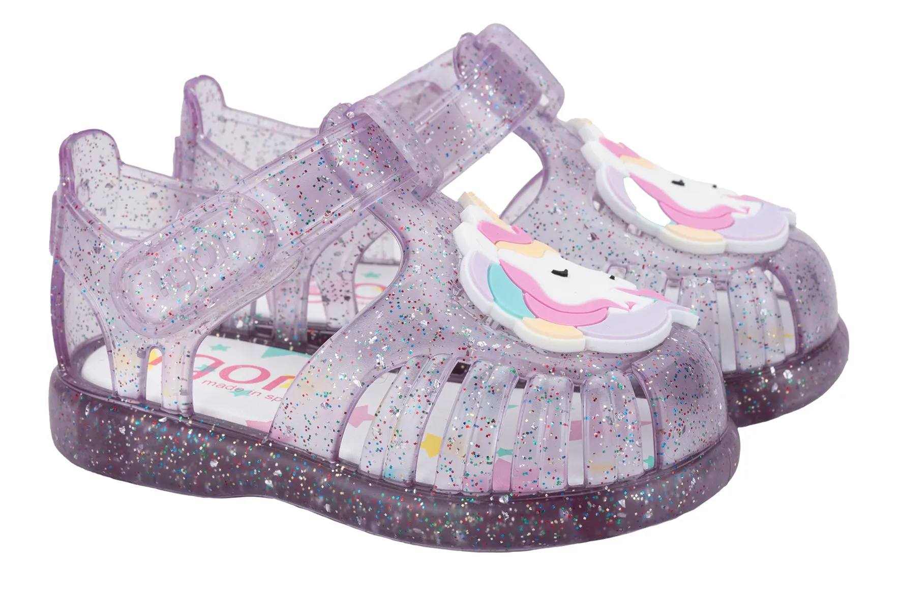 Printed Kids Igor Girl's Tobby Unicornio Sandals - Tr.Malva Multi Glitter