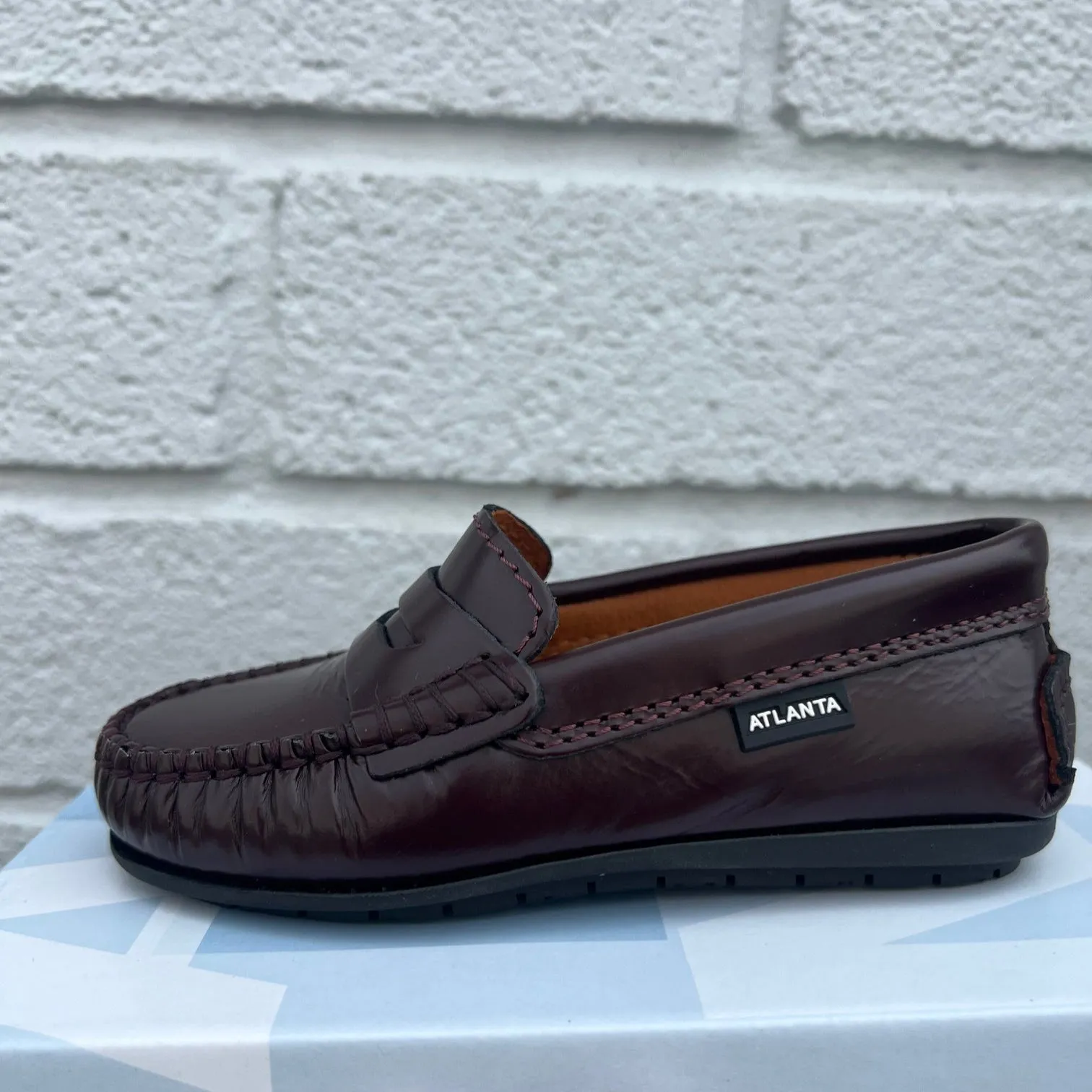 PU midsole Atlanta Mocassin Boy's and Girl's 032 Penny Loafer, Burgundy Dark Glace
