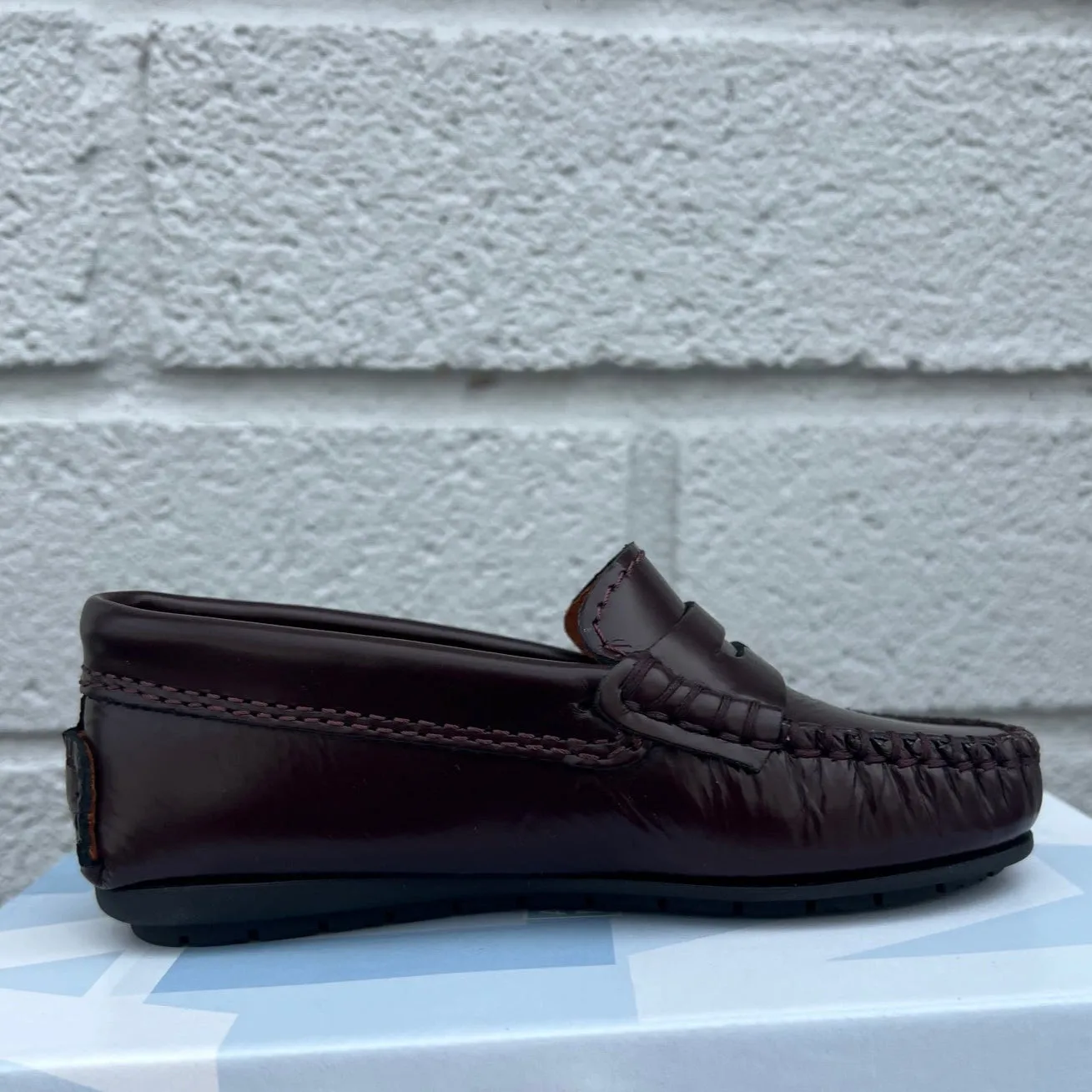 PU midsole Atlanta Mocassin Boy's and Girl's 032 Penny Loafer, Burgundy Dark Glace