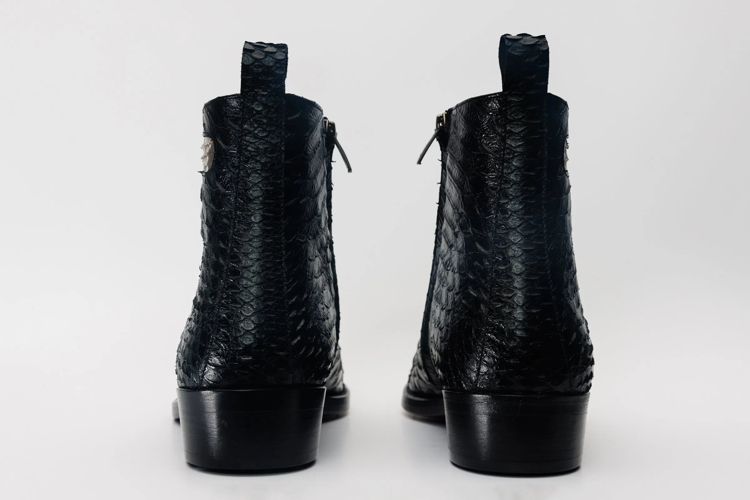 Quick-Dry Boss Pythn Snk Black & Natural Zip-Up Leather Men Boot Limited Edition