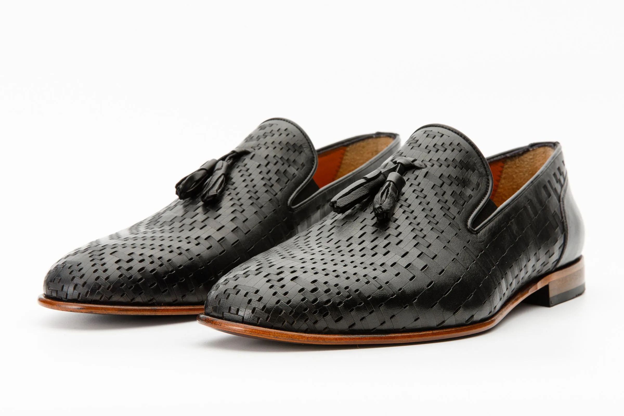 Quick Glide The Meram Black Leather Tassel Slip-On Loafer Men Shoe