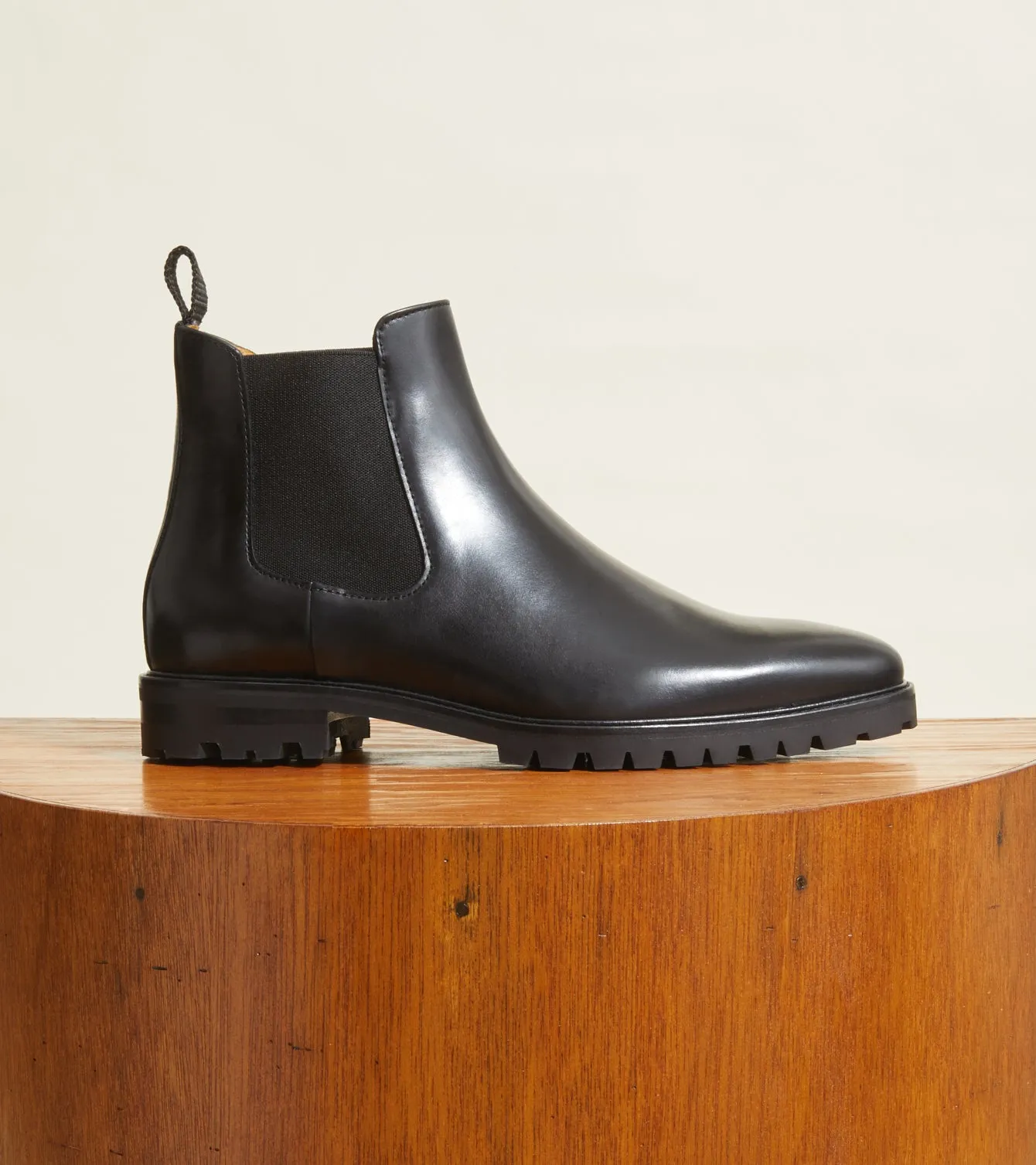 Black Polished Leather