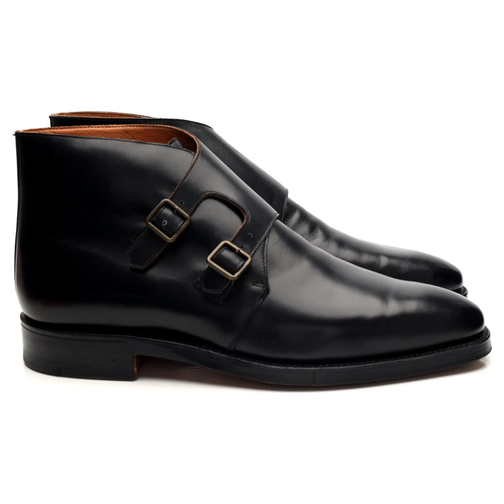 Ralph Lauren Black Leather Monk Boots UK 9 US 10 E Comfortable Design
