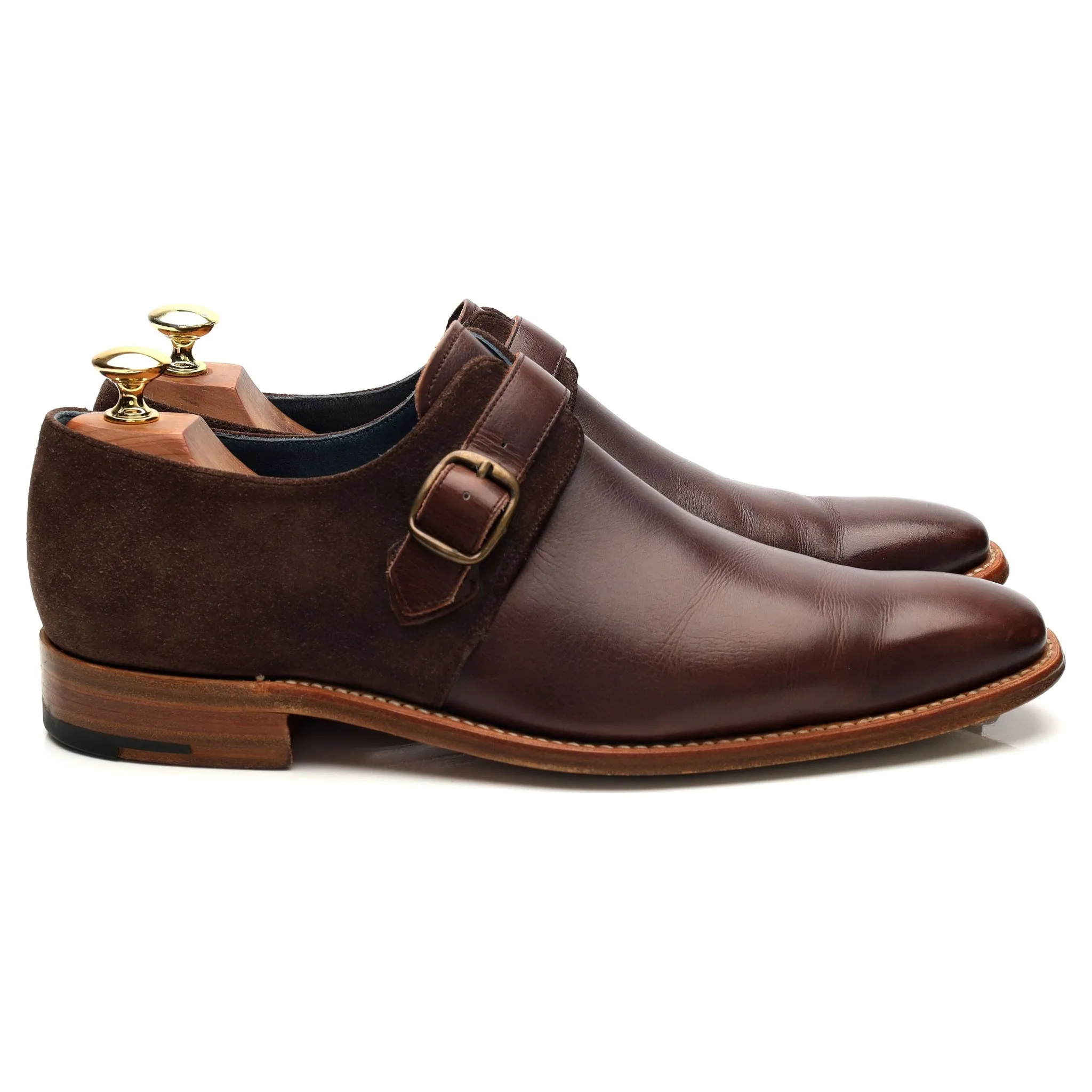 Chic Look Guest Shade 'Jasper' Brown Leather Suede Monk Strap UK 8 F