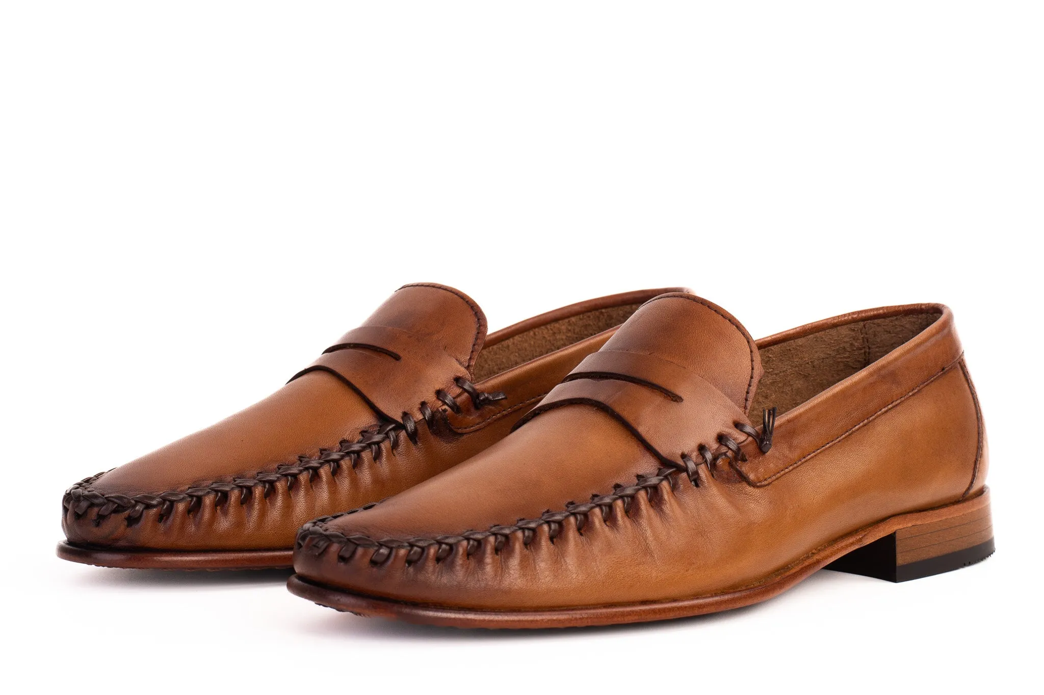 Reinforced The Eregli Tan Leather Penny Loafer Men Shoe