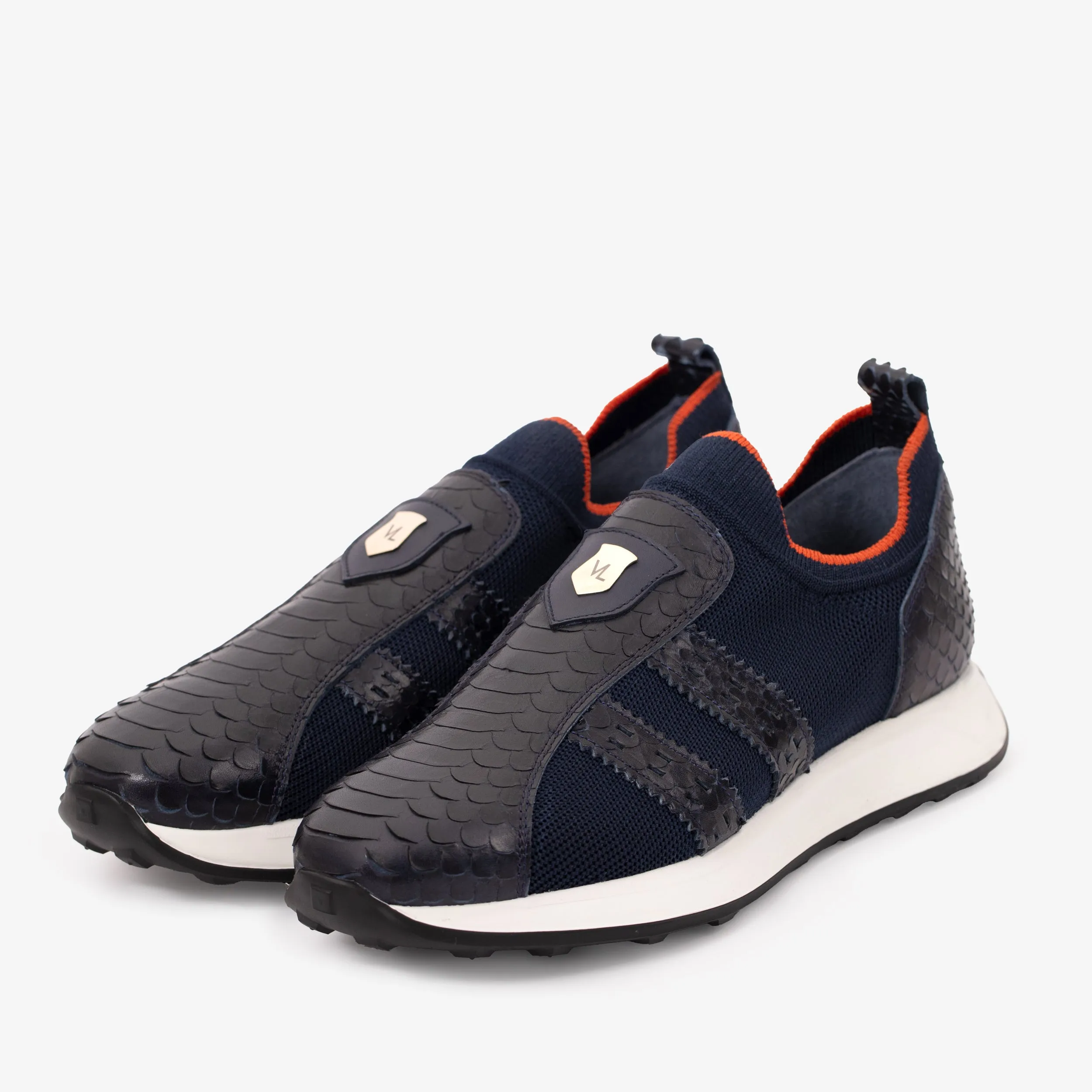 Relax-Wear The Aslan Navy Knitted & Leather Men Sneaker