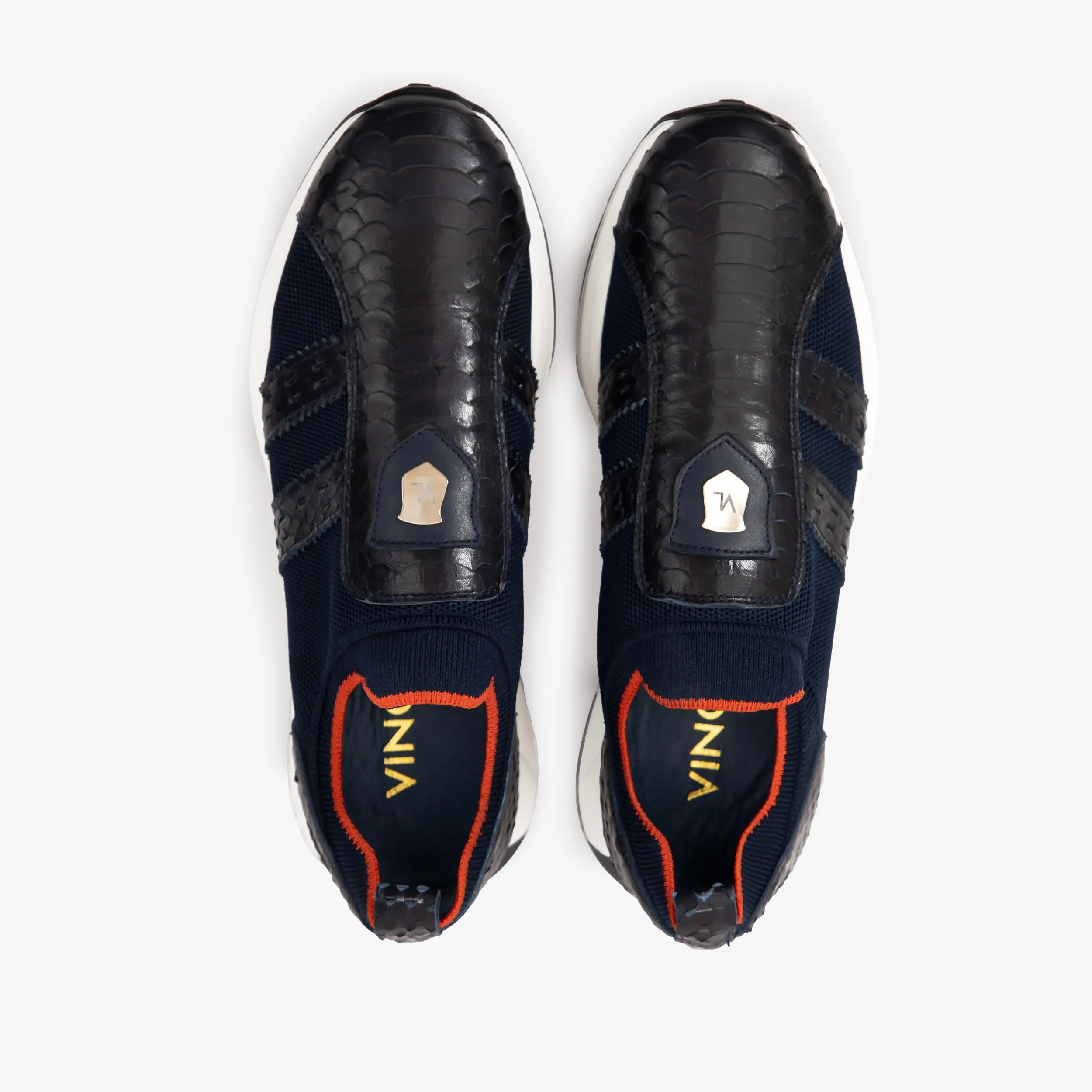 Relax-Wear The Aslan Navy Knitted & Leather Men Sneaker