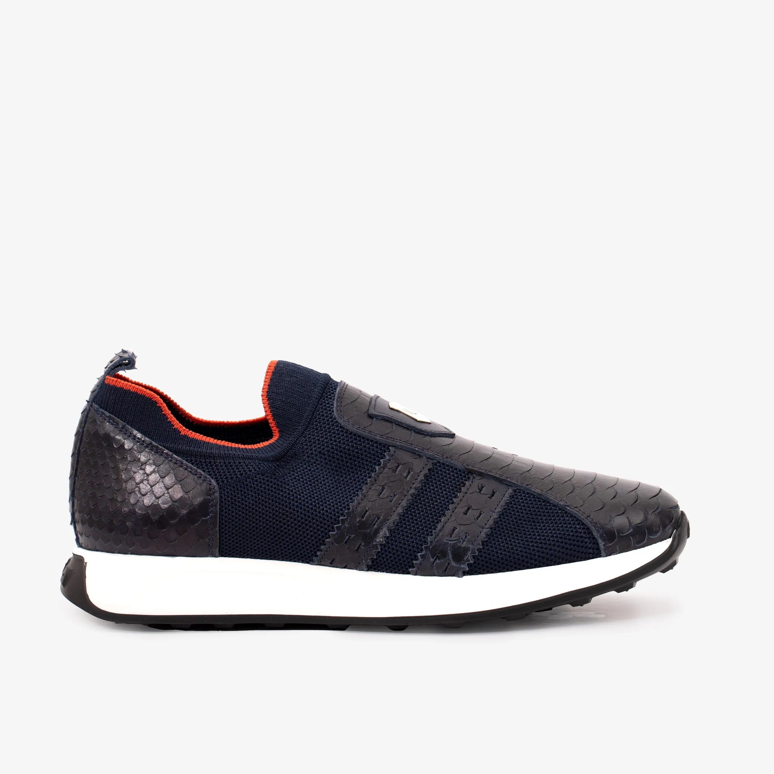 The Aslan Navy Knitted & Leather Men Sneaker Light Step