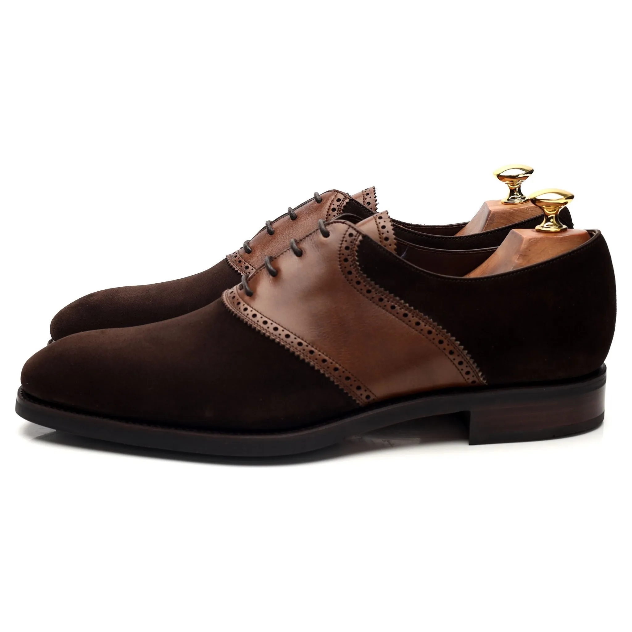 Restricted '80329' Dark Brown Suede Brown Leather Saddle Oxford UK 7.5 - 12
