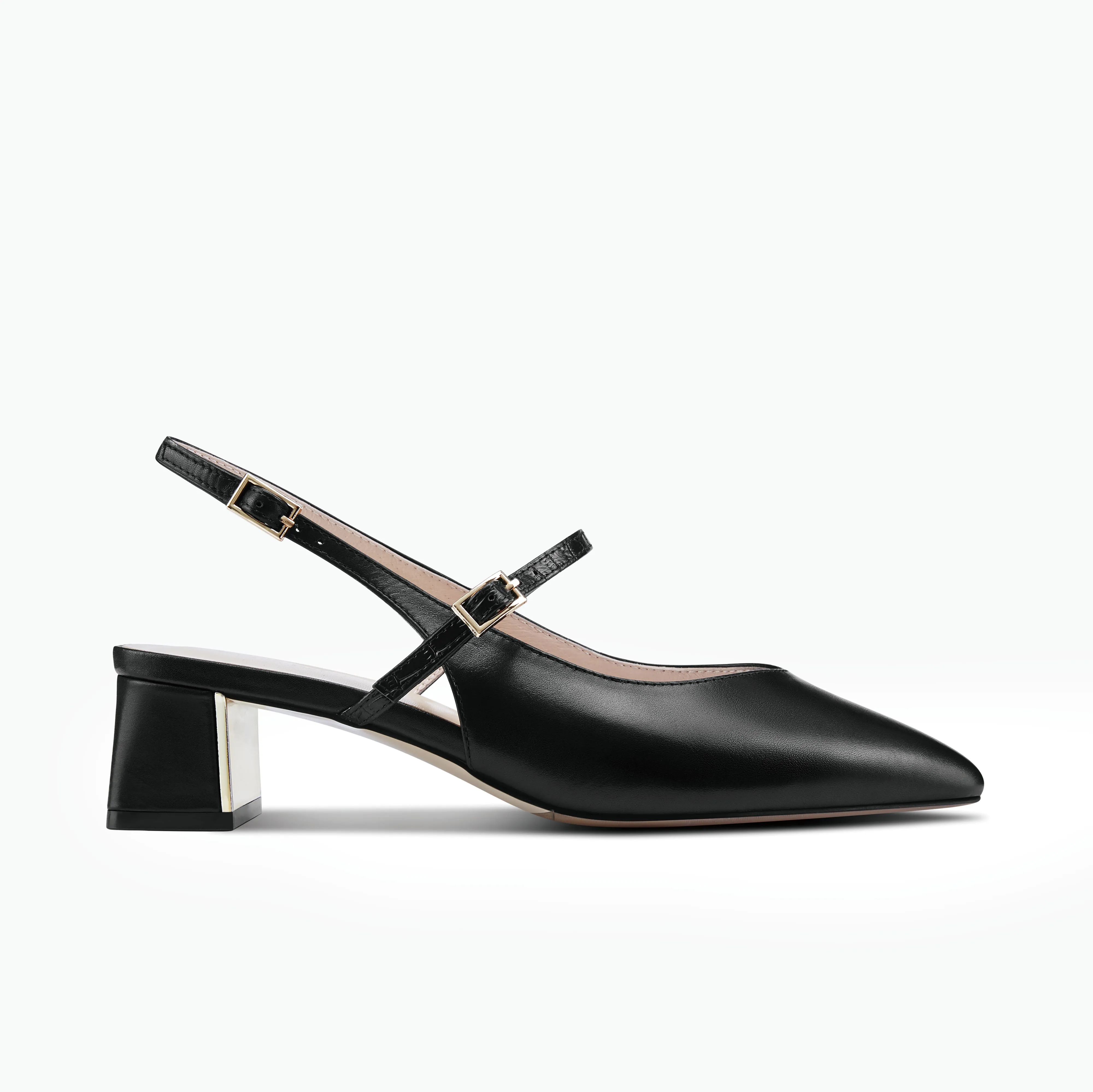 Retro Pumps Harper Slingback Heel | Black leather