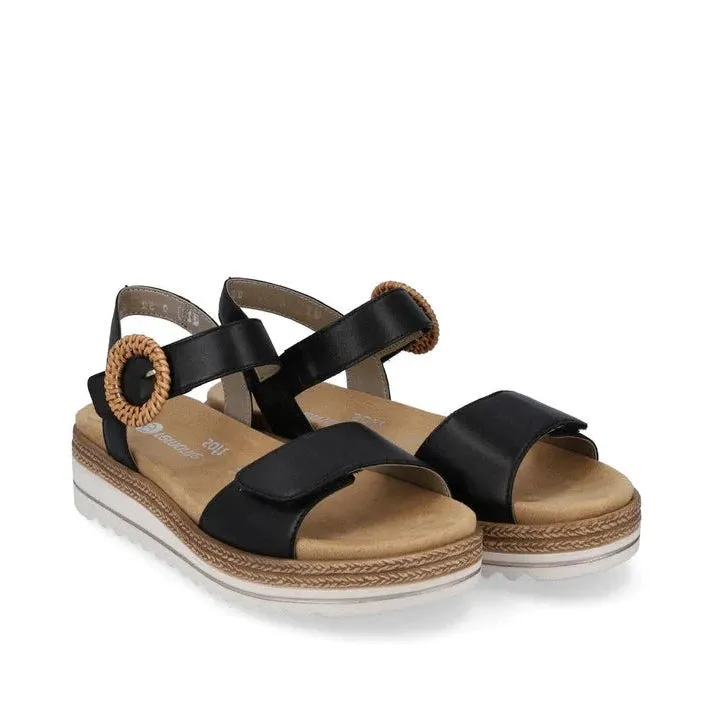 RIEKER D0Q5200 SANDAL - BLACK - D0Q5200 Strappy Luxe Sandals