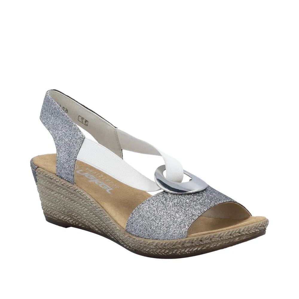 RIEKER FANNI SANDAL - SILVER - 624H692 Comfortable Highs