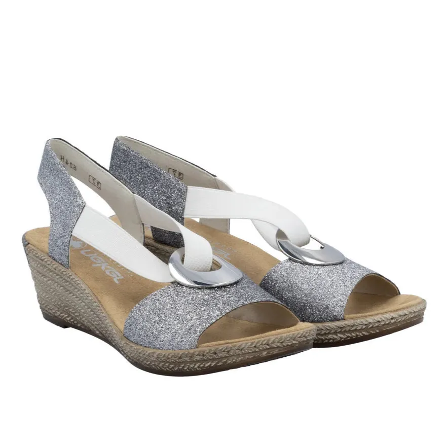 RIEKER FANNI SANDAL - SILVER - 624H692 Comfortable Highs
