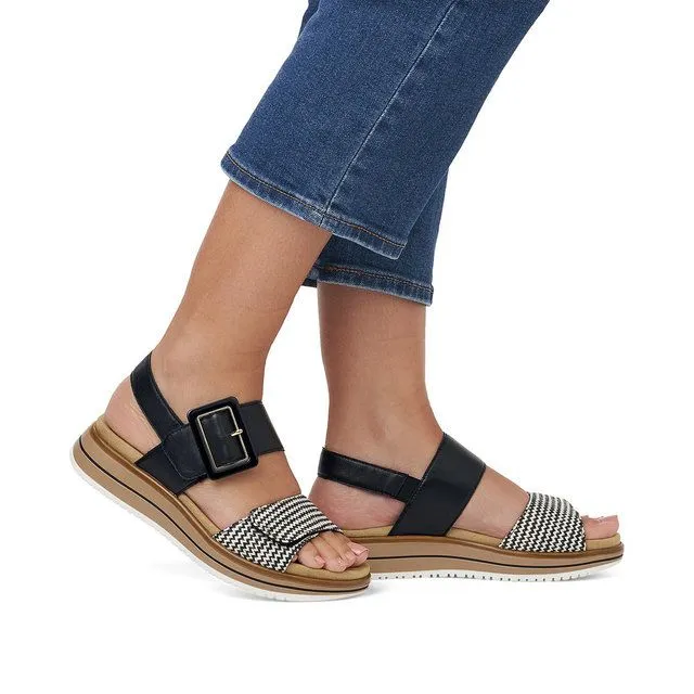 RIEKER SANDAL - D1J5302 - BLACK & WHITE Elevated Stiletto Sandal Shoes