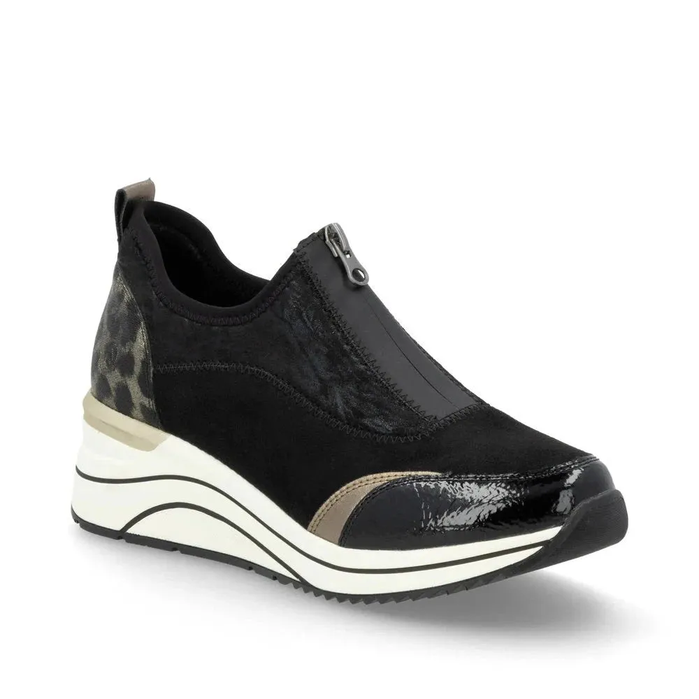 RIEKER SHOE CORPORATION ZIP FRONT SHOE - BLACK - D0T0802 Enhanced grip